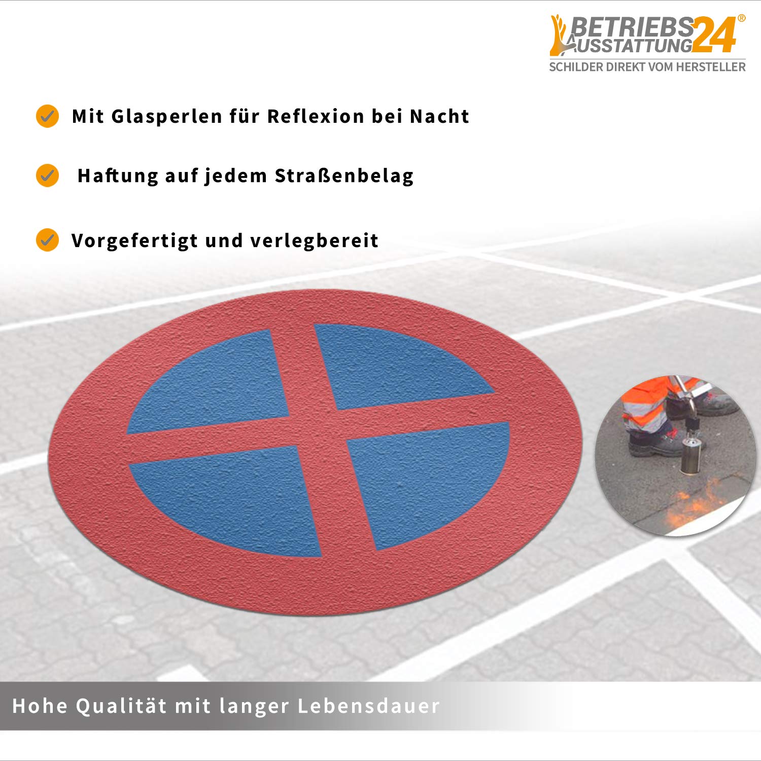 Thermoplastische Verkehrszeichen „Absolutes Halteverbot“ - Thermoplastische Bodenmarkierung - Straßenmarkierung - Thermoplastik