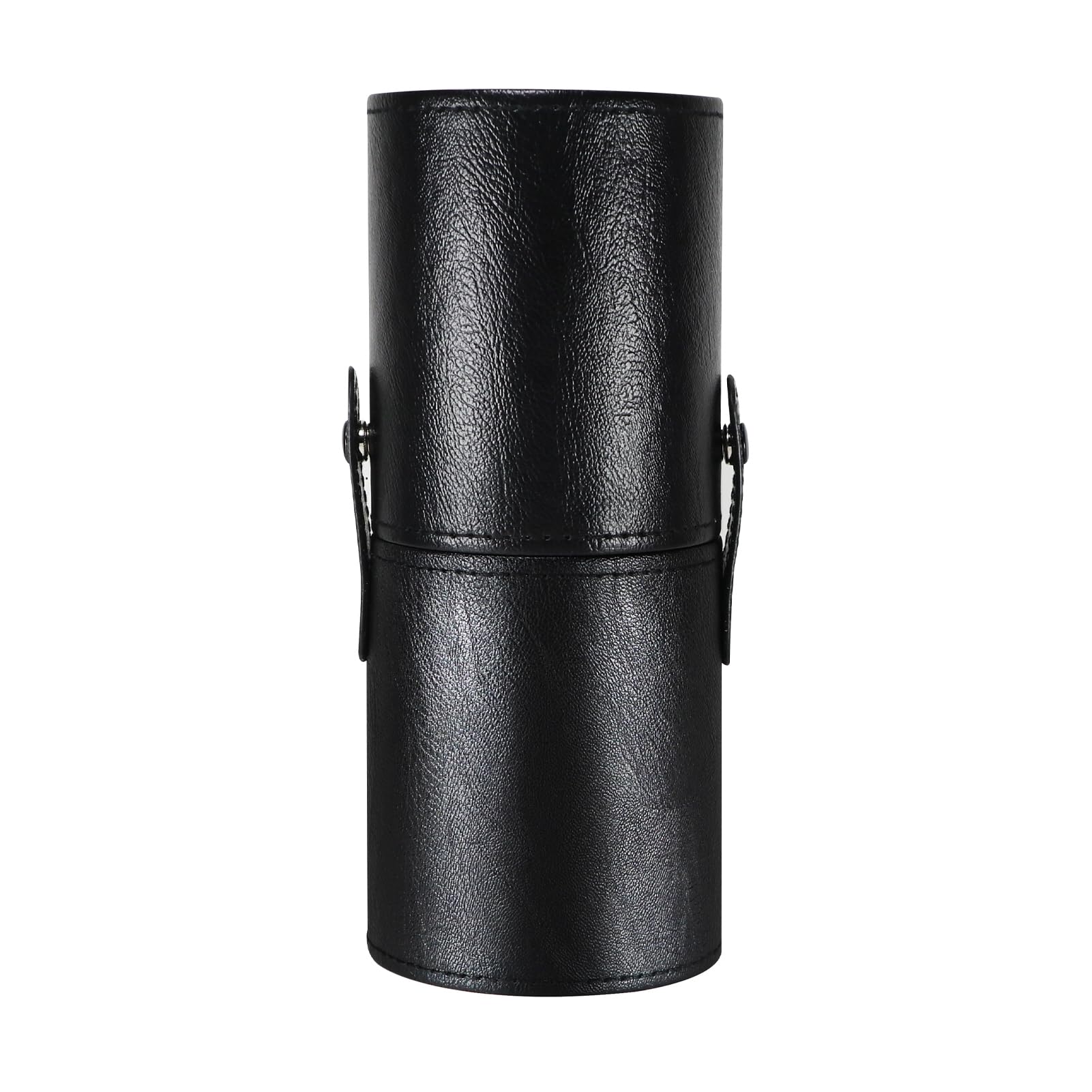 Kososuru Portable Makeup Brush Case,Pu Leather Makeup Brush Holder with Button,Travel Cup Storage Dustproof Makeup Cosmetic Bags for Women (Black)
