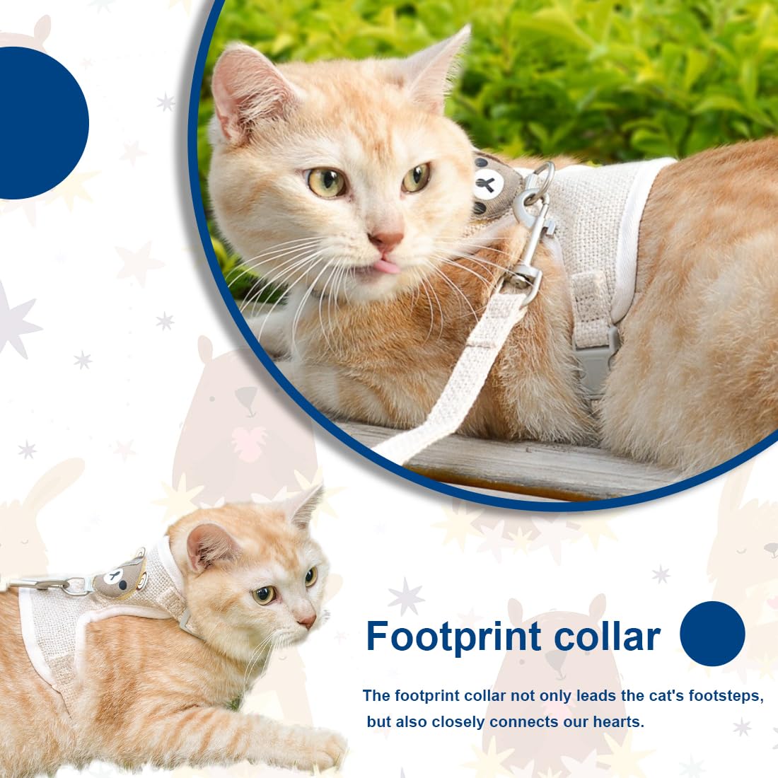 Guinzaglio e Pettorina per Coniglio Nano - Imbracatura Regolabile con Accessori per Piccoli Animali, 120cm, per 1-1,5 kg (Beige)