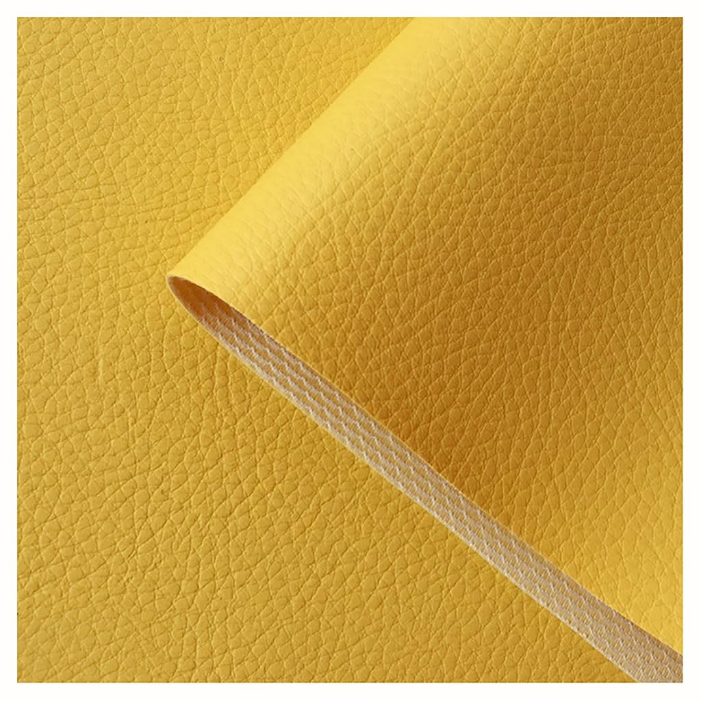 Simili cuir au mètre hydrofuge jaune pour rembourrage de fauteuil et pouf