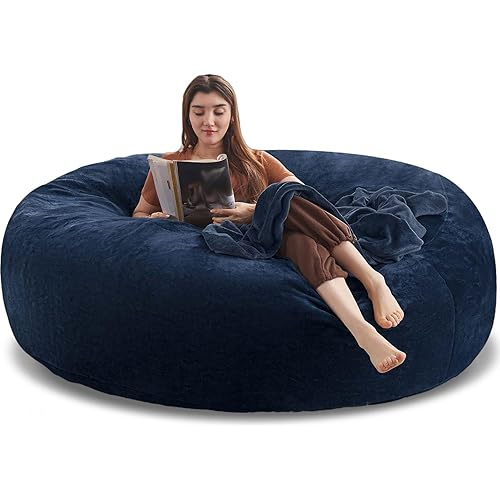 Big Bean Bag Chairs for Adults，6FT，Bean Bag Chair with Filler Included，Memory Foam Chair，Removable and Washable Flannel Cover, Living Room Furniture, Suitable for Bedroom and Dormitory.(Blue)