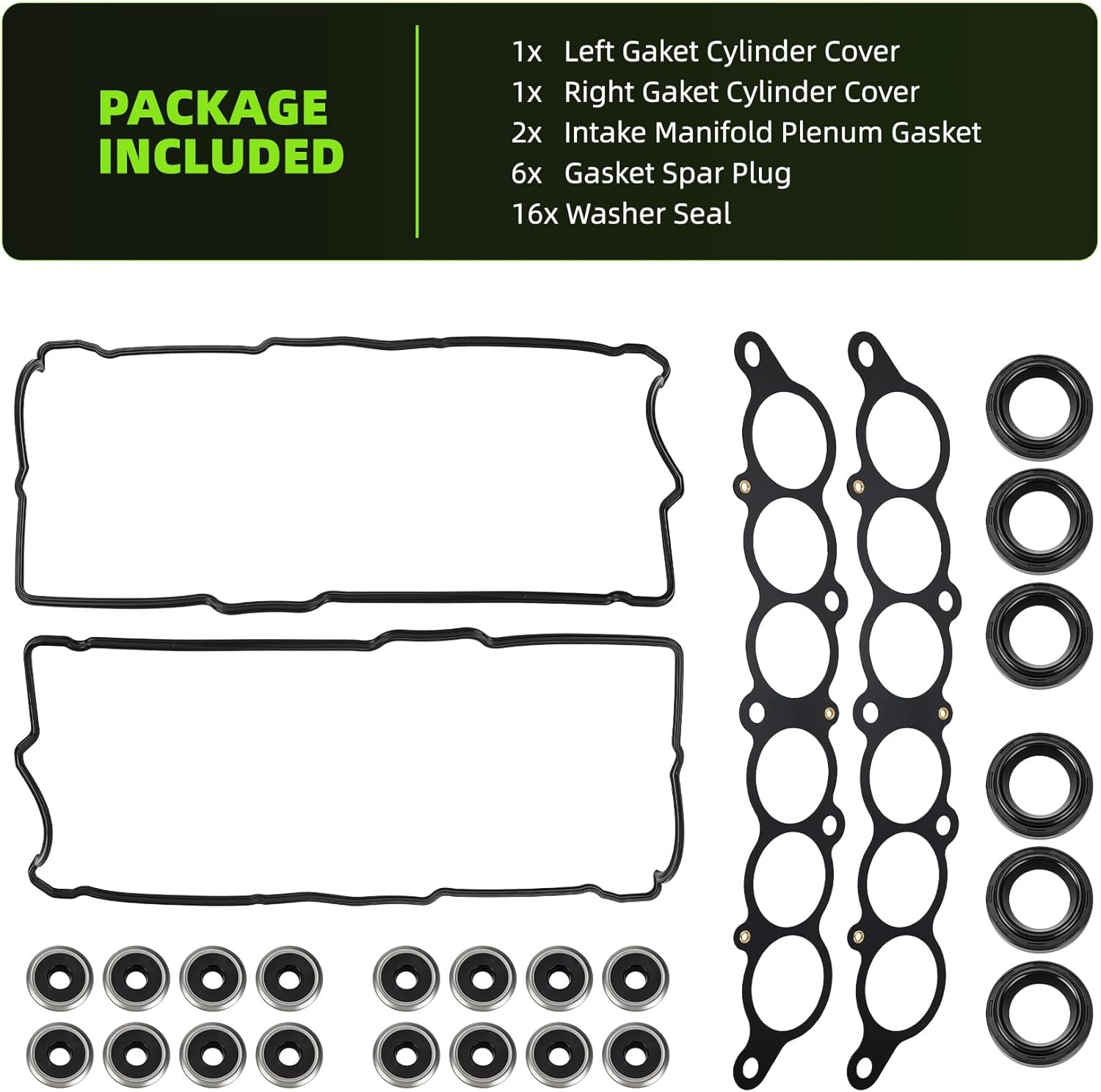 VS50422R Engine Cylinder Valve Cover Gasket Set with Grommets for Toyota 96-02 4Runner 95-04 Tacoma 00-04 Tundra 95-98 T100 3.4L V6 5vz-fe Replace# VS50422R MS95899