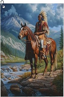 Indian Horse Premium Golf Towel, Prints Towel Golf Carts Or Clubs Accessories Golfers Gifts for Men