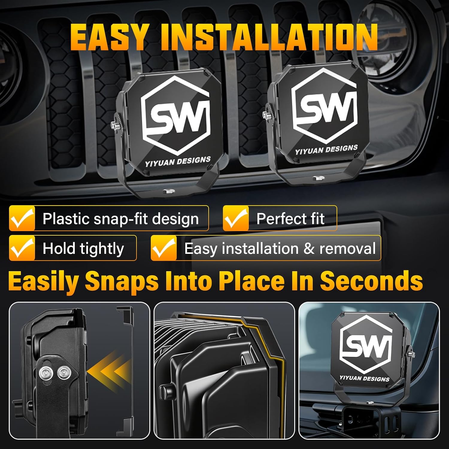 SKYWORLD 7 Pcs 4.3 Inch Pod Light Covers, XLK Series Black Protective Light Covers, Offroad Driving Pod Lights Lens Cap for 4x4 Car Truck Off Road Tractor SUV ATV UTV Vehicle