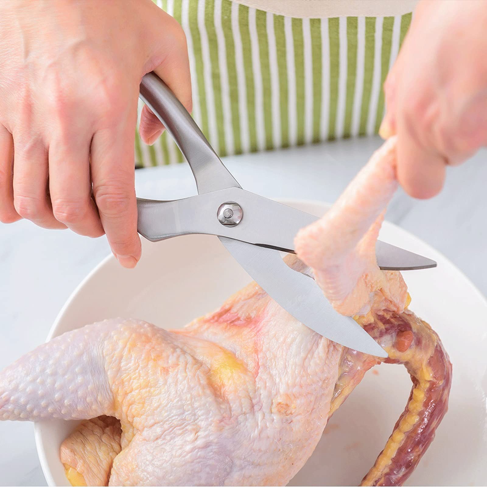 Tijeras de cocina Tijeras de hueso de pollo de cocina con bloqueo trasero Tijeras de cocina multifuncionales de acero inoxidable para cortar carne lechuga