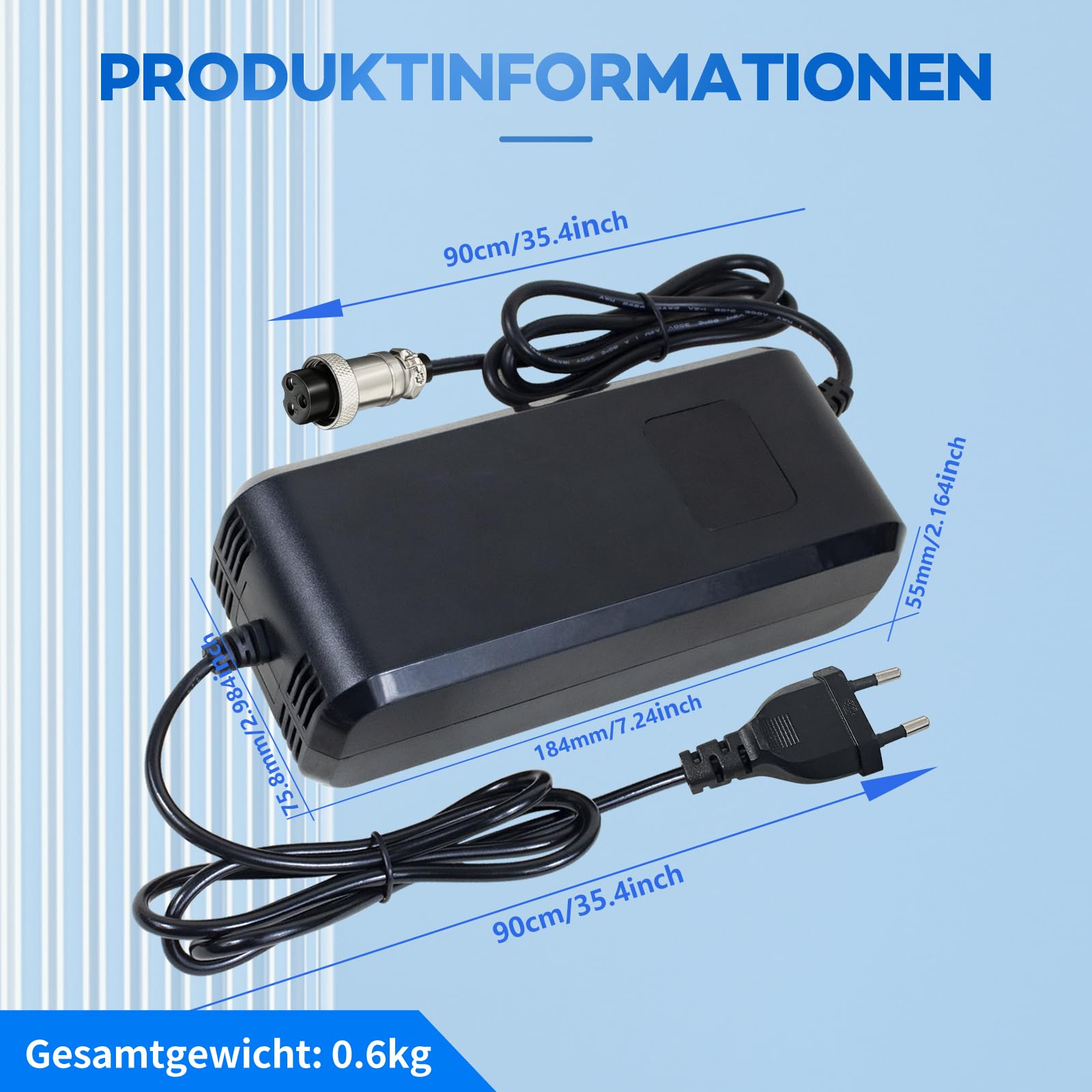 Akumulator litowo-jonowy 52 V, 58,8 V, 4 A, ładowarka do hulajnożek elektrycznych, 52 V, 14 przewodów, akumulator litowo-jonowy GX16-3/3, wtyczka liniowa 3-biegunowa