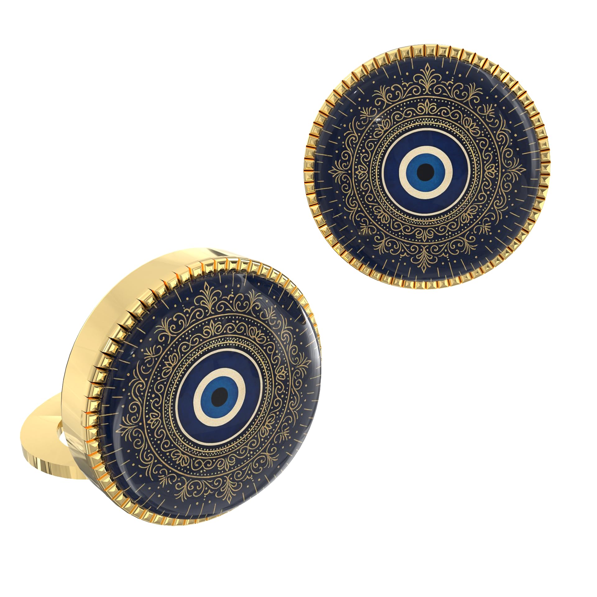 the smart buttons 18K Yellow Gold Colour Plated Evil Eye Button Cover Cufflinks for Men – Protective Snap-on Shirt Accessory – Spiritual Gift for Confidence, Festivals & Everyday Energy Guard-picture-11