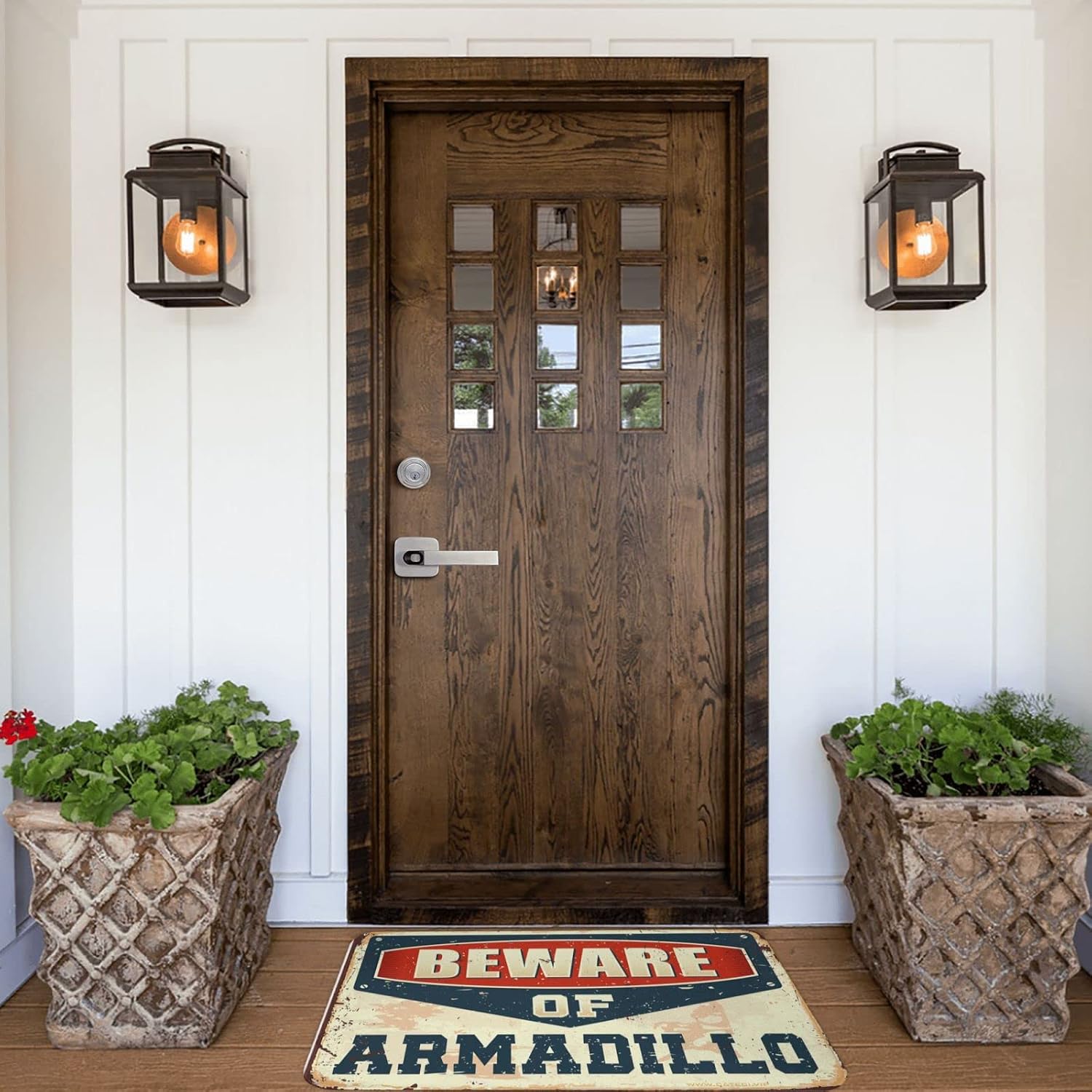 Bar for Man Cave Beware of Armadillo Rug Front Porch Decorations Outdoor Retro Room Decor(50X80CM)