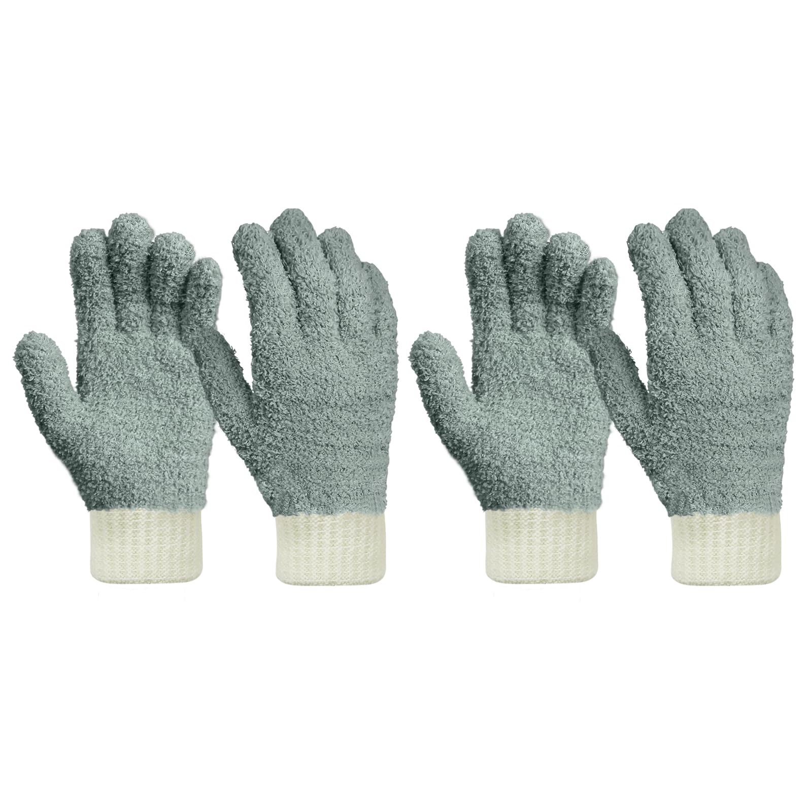 MIG4U Microfiber Dusting Gloves House Cleaning Glove for Blinds, Windows, Shutters, Furniture, and Car, Reusable Lint-Free Gray 2 Pairs S/M