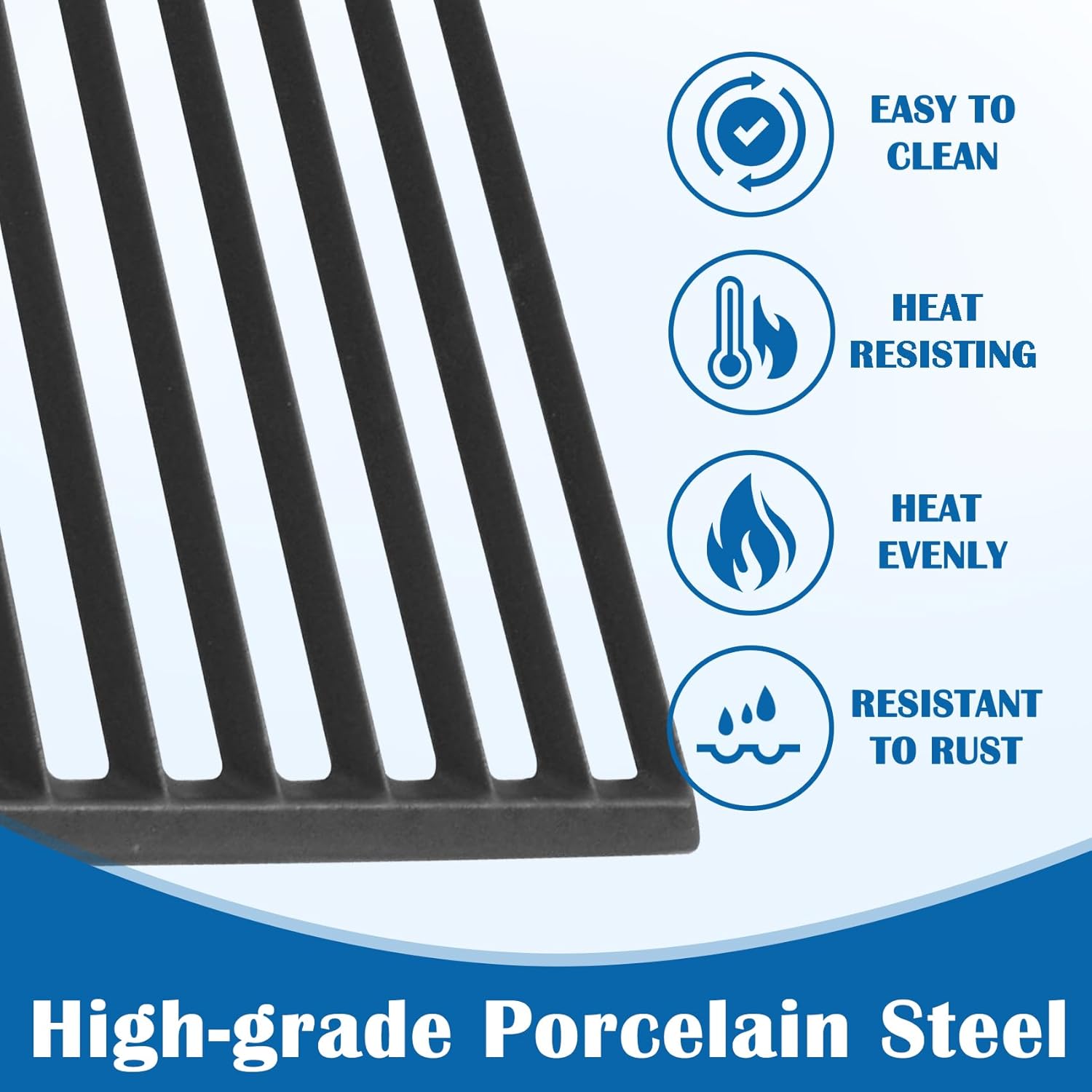 SafBbcue 17.8'' Cooking Grates Replacment for Cuisinart Grills Parts GAS2456AS GAS9456AS GAS1456ASO GAS1456BSO 4-Burner Grill Grids Kirkland Grill Parts PC2600L PCA 2600L PC2600 PC26001 Cast Iron