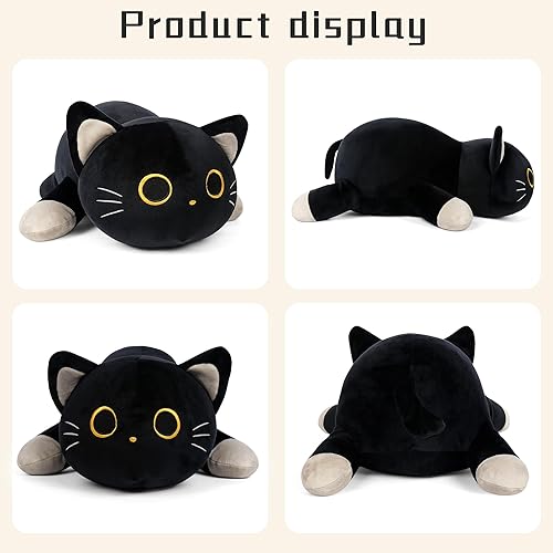 Miniatura 7 de Animales de peluche con peso de gato negro de 24 pulgadas, almohada de gato negro con peso de 4.2 libras, regalo para niños y adultos