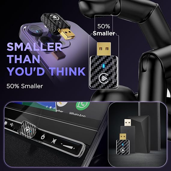 MSXTTLY 2in1 Wireless Carplay Adapter Android Auto Wireless Adapter, Mini USB Small Dongle Fast Auto Connect, Car Play Adapter for Apple iPhone iOS & Android 11+, OEM Wired Car Model 2017+(Black)