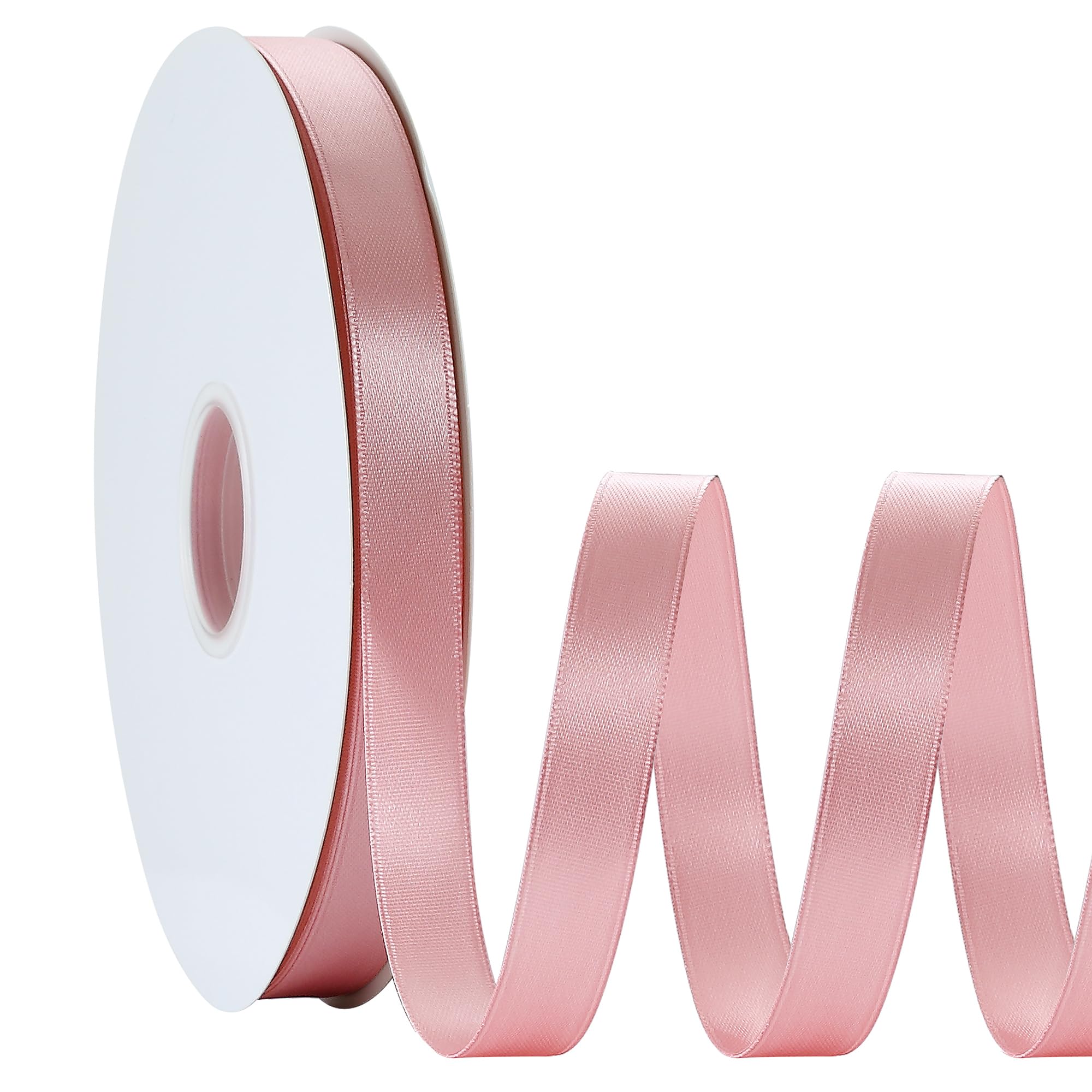 guagchuan Dusty Pink Satin Ribbon 15.8 MMX 91 m Ribbon Thin Solid Fabric Ribbons for Gift Wrapping Invitation Floral Hair Balloons Party Wedding Popsicles Decoration Valentine's Day Bouquet