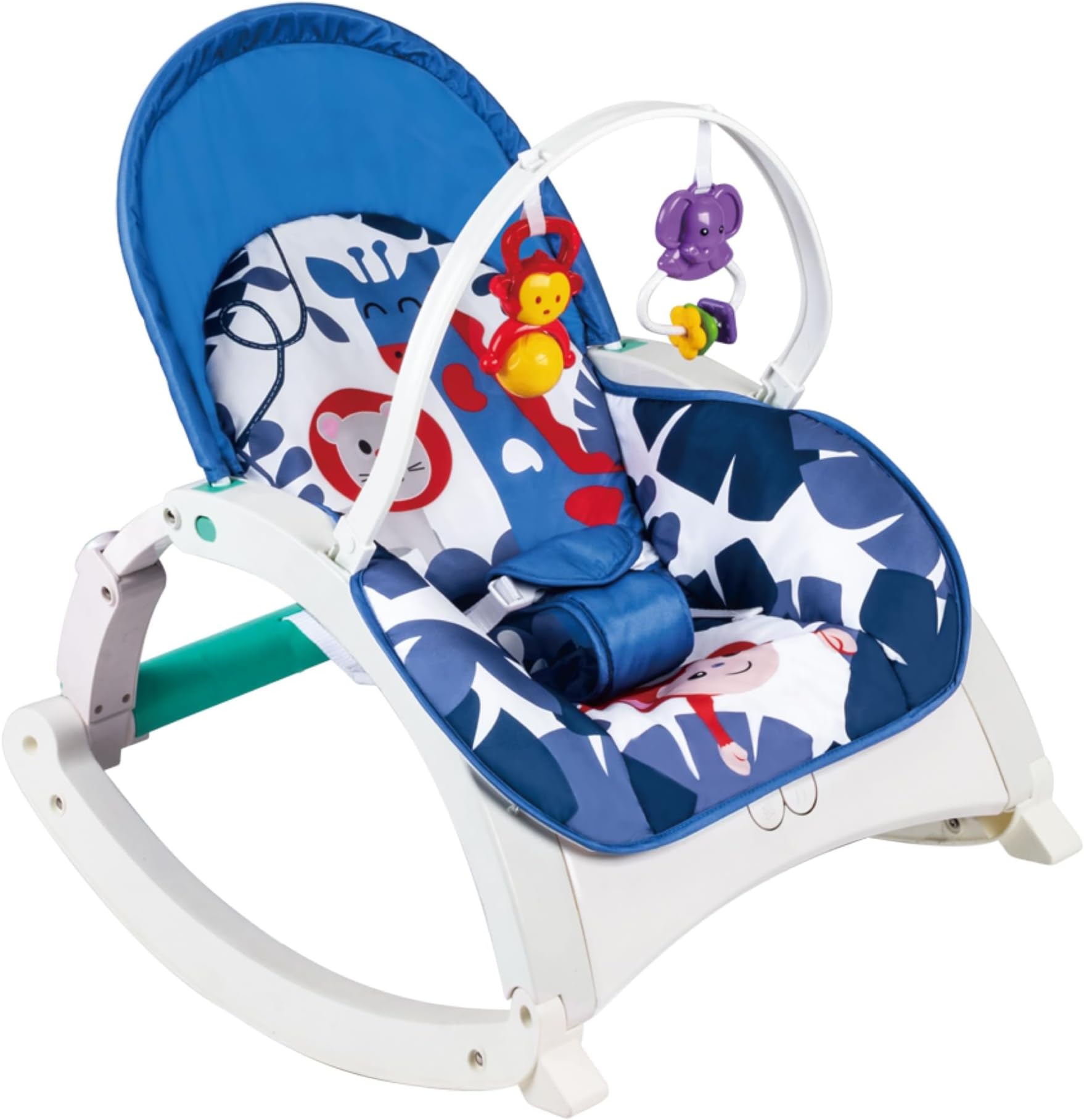 Infant to Toddler Rock and Play Portable Baby Rocker with Dinner Tray| Foldable | Multi-Functional |Adjustable backrest | Music | Vibrations |Toys bar| | Recliner |0-30 Months Up to 40 lbs