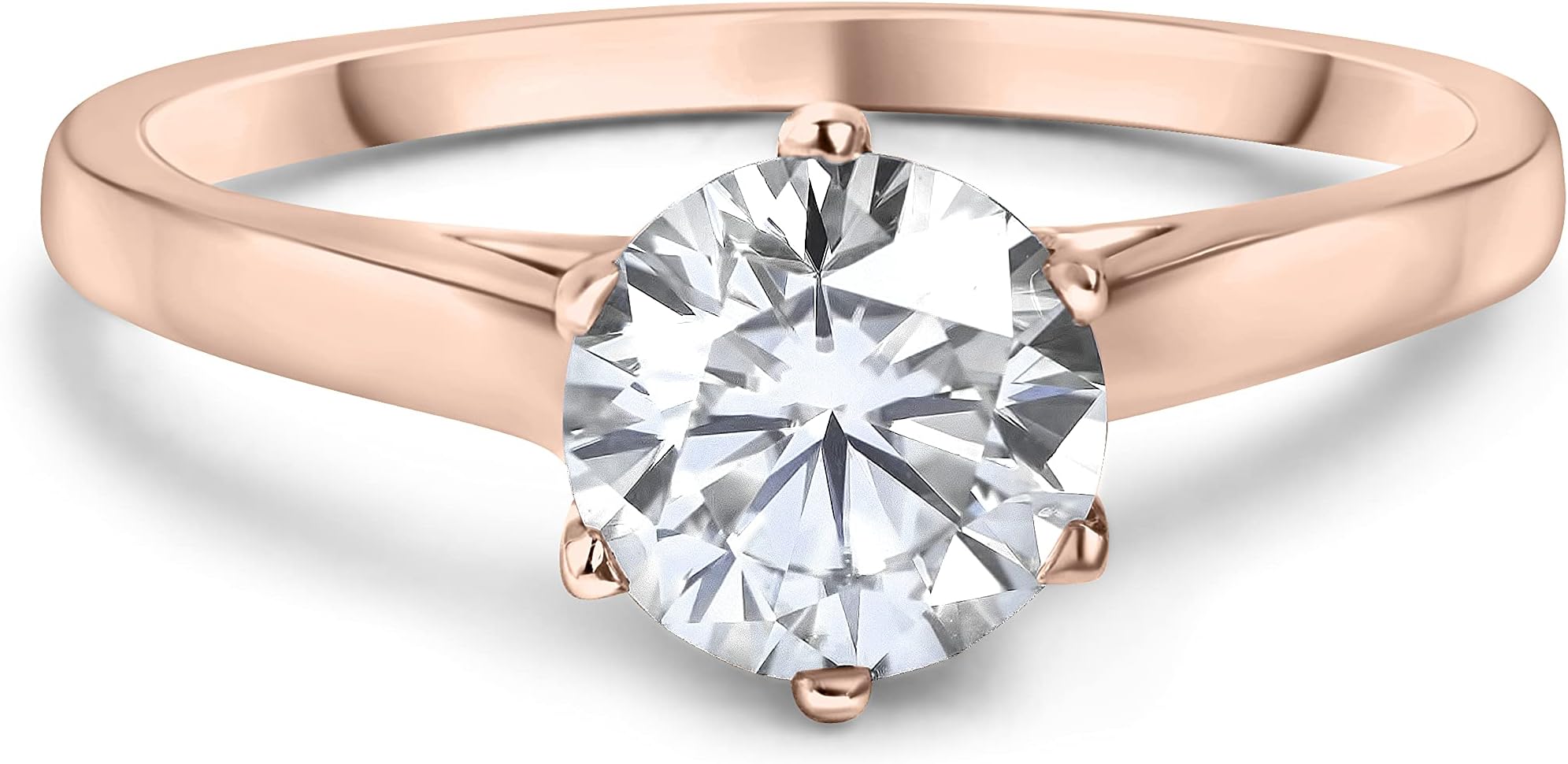 Buy Jewels10k Solid Gold 6 Prong Round Moissanite Solitaire Engagement Ring for Women 1ct DEW G-H Color VVS1 Quality