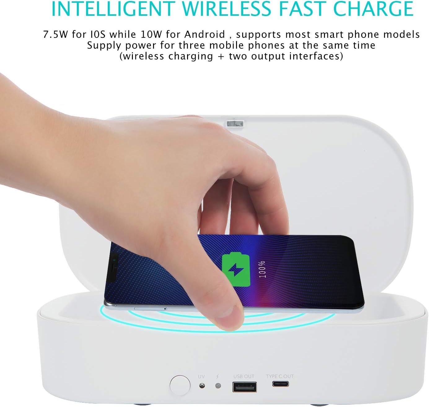 Bеѕt Cуbеr Mоndау 🔥 UV Phone Sanitizer Box, Kills Up to 99.9% of Bacteria & Viruses, UVC Light Disinfector, 10W Max Fast Wireless Charging for iOS Android Smartphone by VCUTECH (White) Suреr Sаlе 🛒 UV Phone Sanitizer Box, Kills Up to 99.9% of Bacteria & Viruses, UVC Light Disinfector, 10W Max Fast Wireless Charging for iOS Android Smartphone by VCUTECH (White)