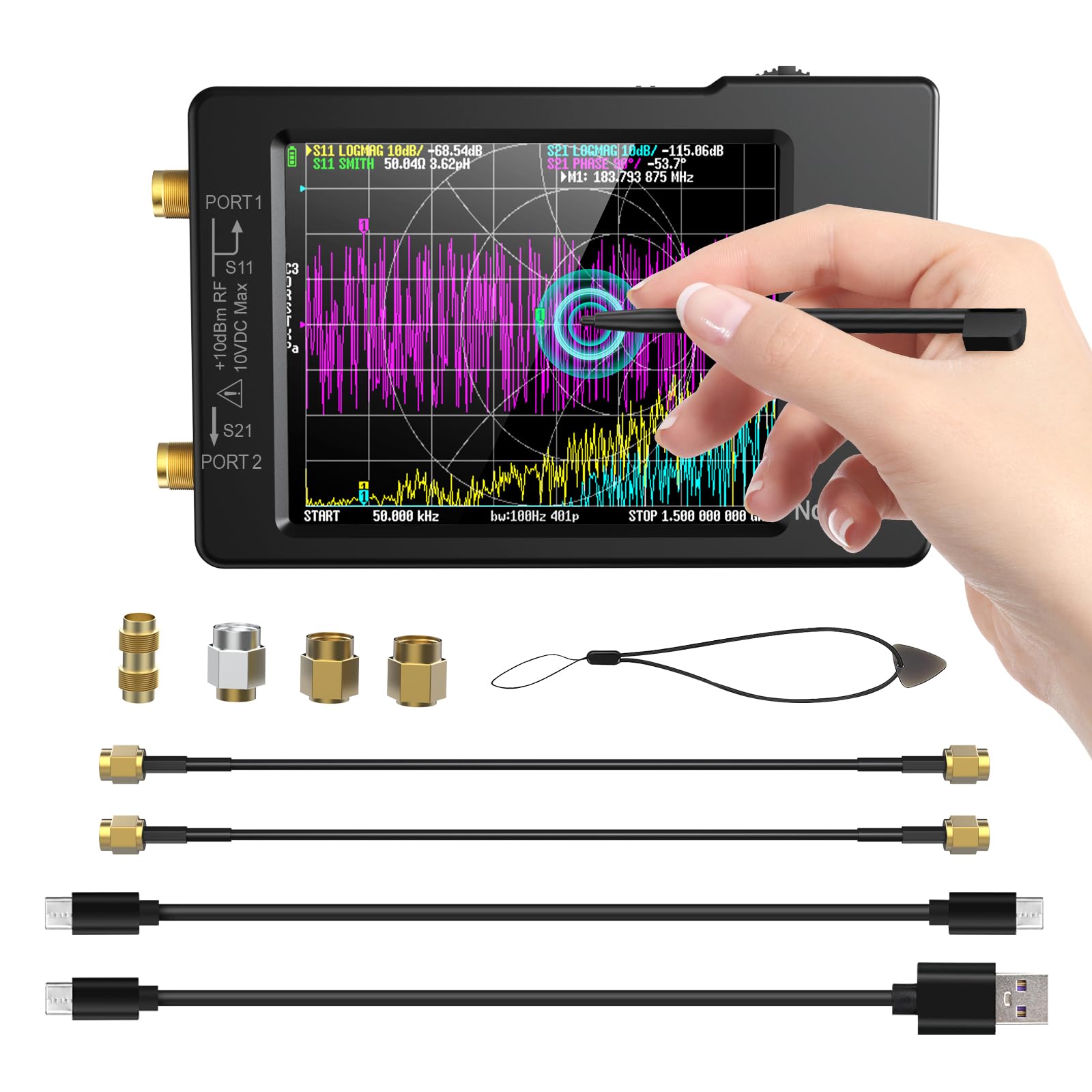 Nanovna-H Vector Network Analyzer, HW3.6 10KHz -1.5GHz Upgraded HF VHF UHF Antenna Analyzer 2.8