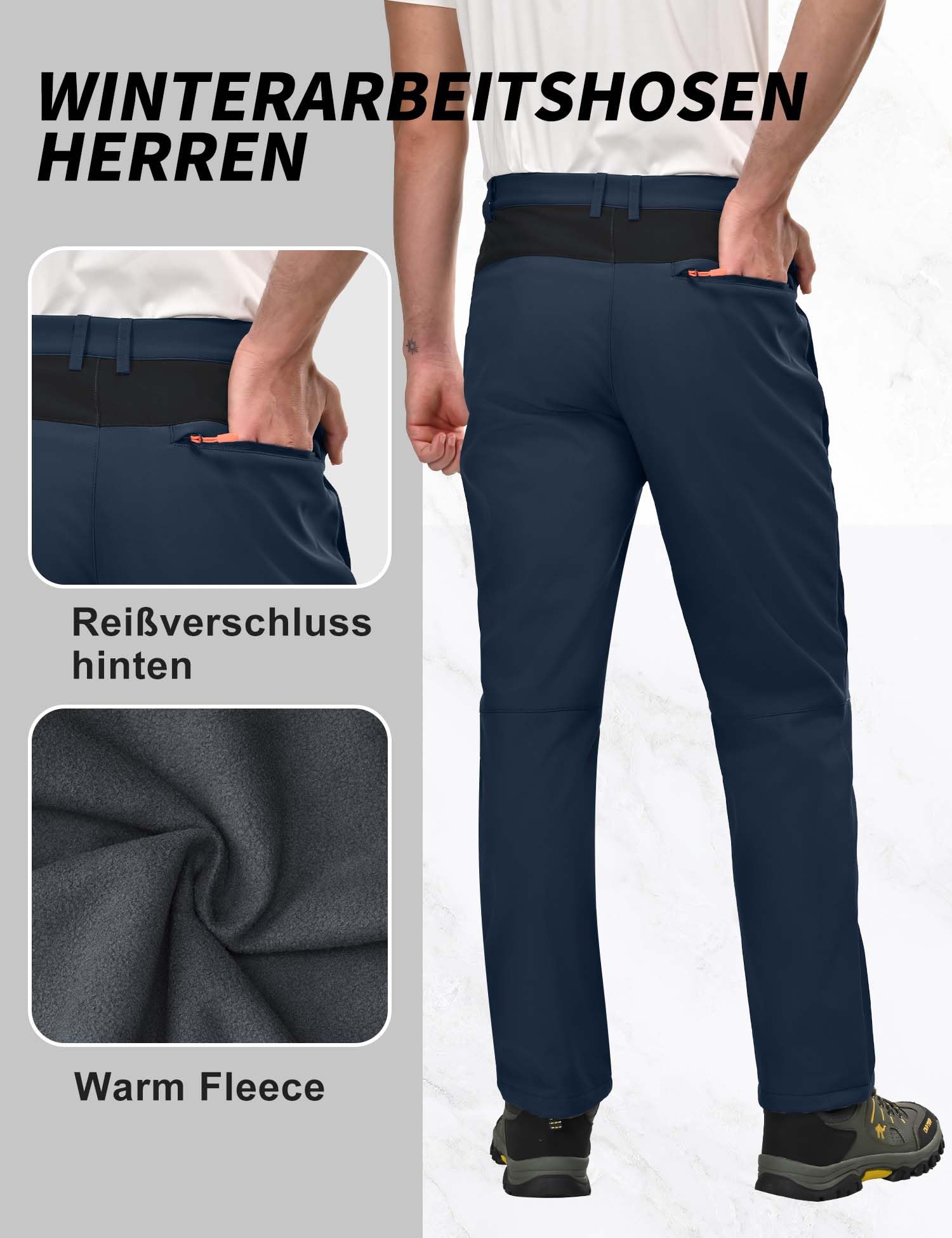 HFDWYJ Uomo Impermeabile Hiking Pants Outdoor Snow Ski Pesca Fleece Foderato Isolato Soft Shell Pantaloni Invernali