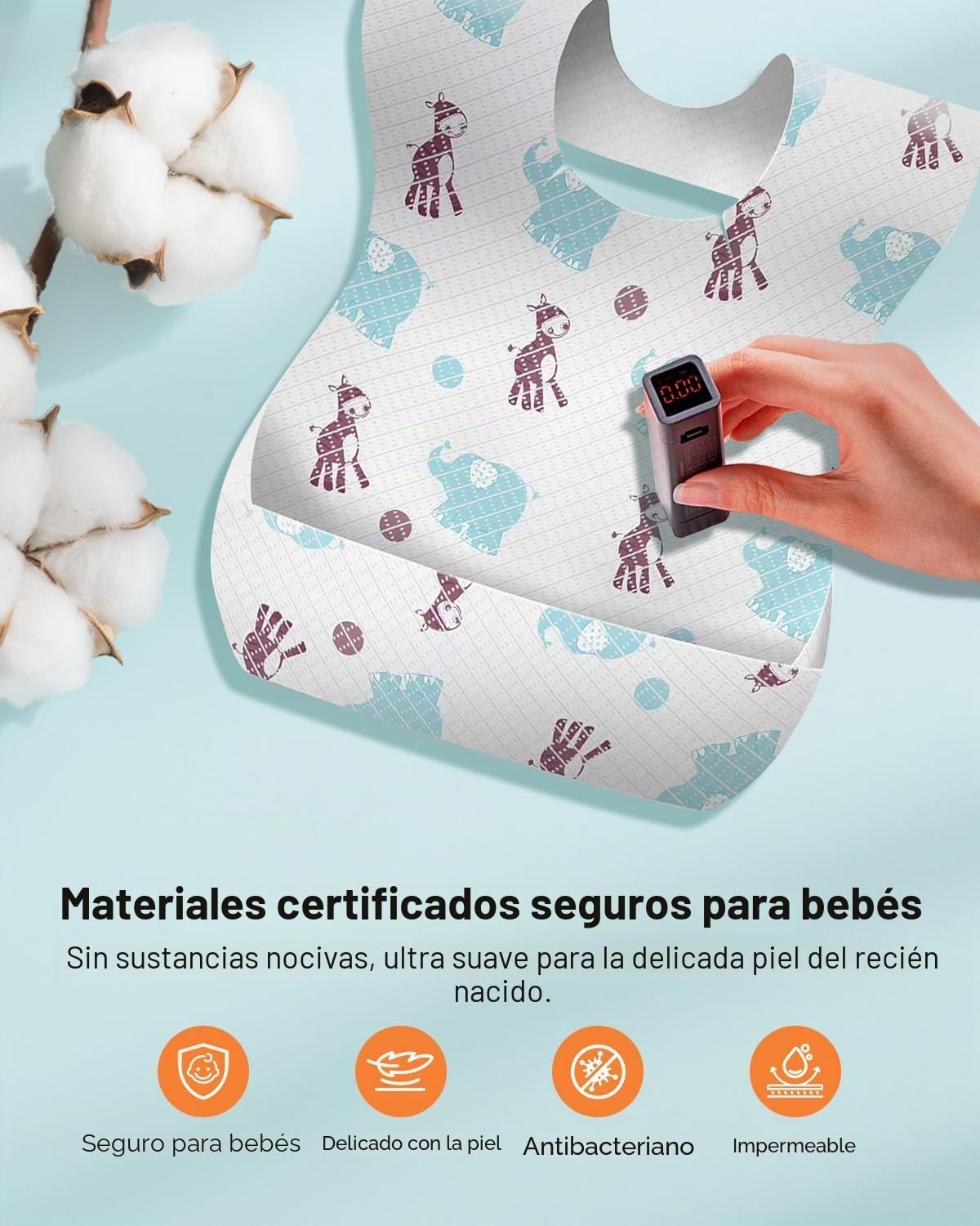 Baberos Desechables 30 Unidades con Bolsillo Recoge Comida – Babero de un Solo Uso Impermeable y Transpirable, Ultra Ligero, Ajustable, Ideal para Bebés y Niños en Casa, Viajes y Guardería