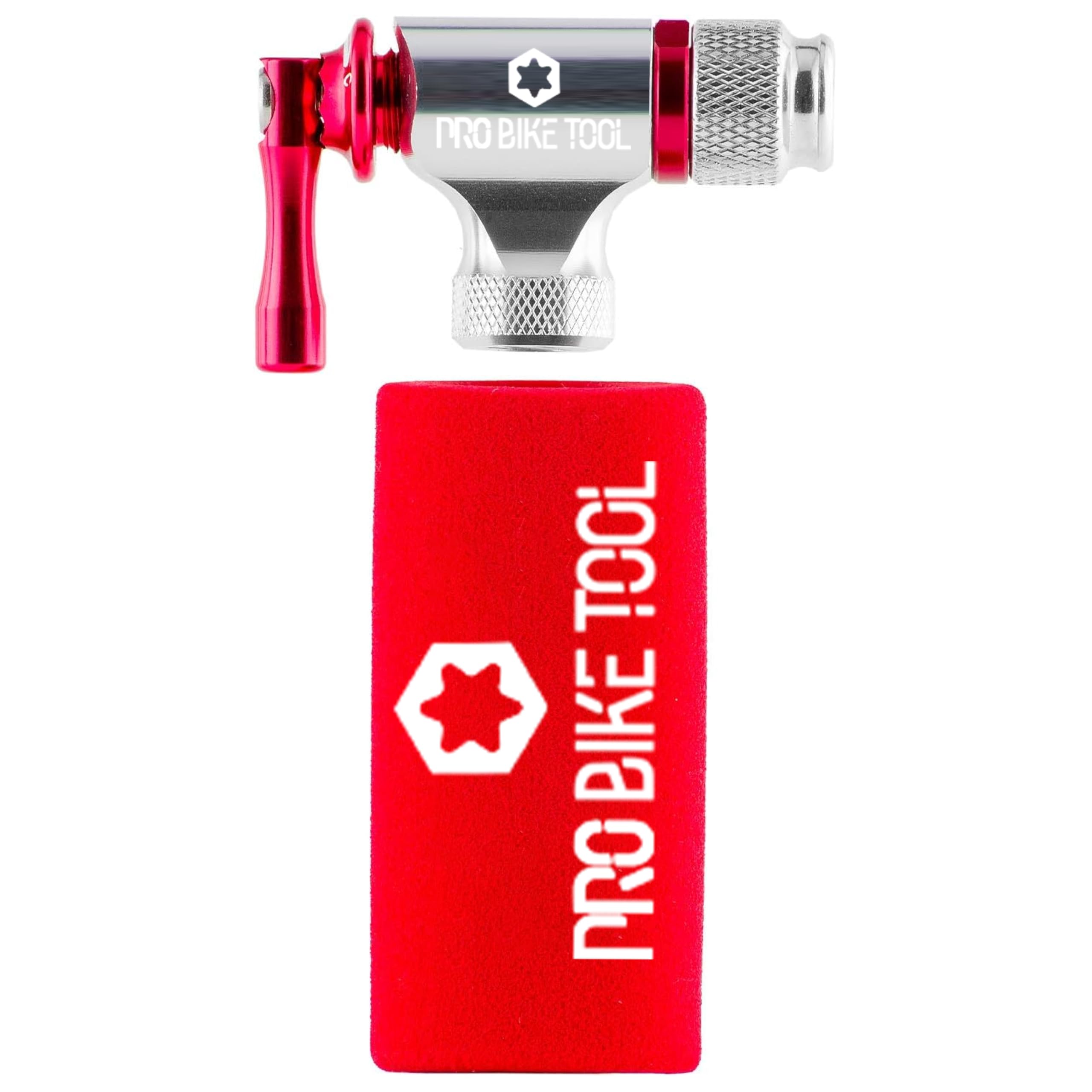 Pro Bike Tool CO2-Pumpe, schnell und einfach, kompatibel mit Presta- und Schrader-Ventilen, Fahrradreifenpumpe für Rennräder und Mountainbikes, isolierte Hülse, Keine CO2-Patronen enthalten