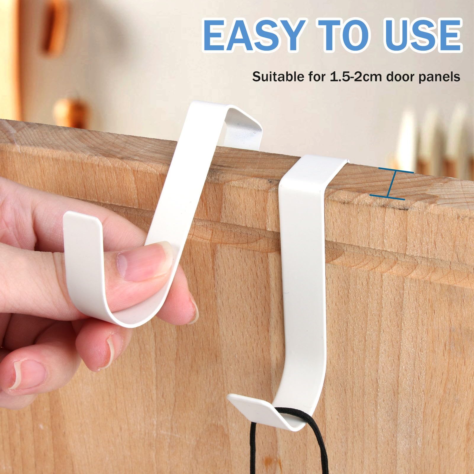 Set 4 Ganci Sopra Porta Bianchi - Ganci Metallo Per Appendere Vestiti, Asciugamani, Borse - Foto 11