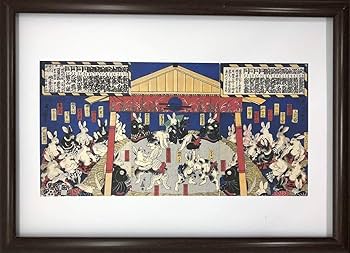 ガラス絵 歌川国貞 「勧進大相撲八景 稽古之図」 額装 浮世絵 骨董 古玩 ガラス絵 歌川国貞 「勧進大相撲八景 稽古之図」 額装 浮世絵