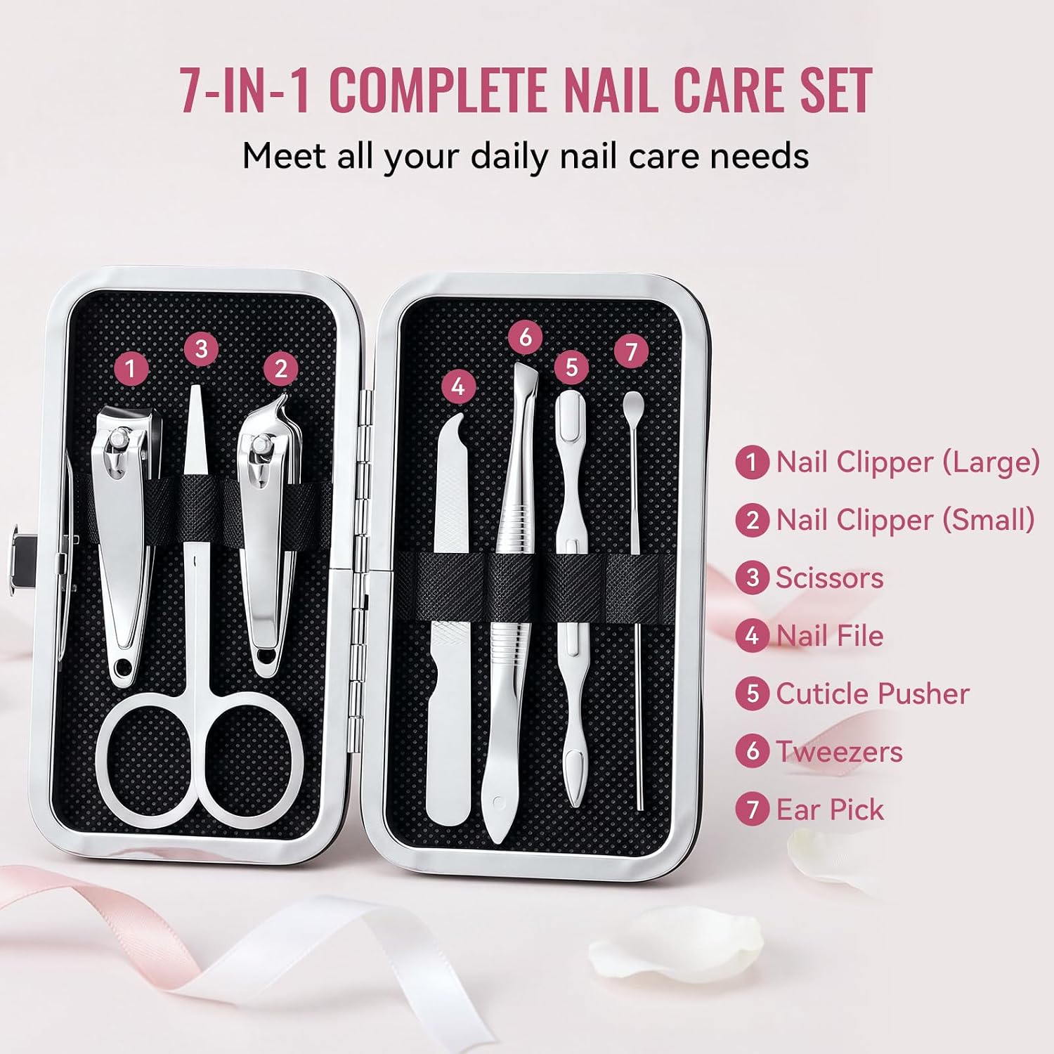12 Set Pink Bow Manicure Nail Clipper Set Bulk Coquette Party Favor image 3
