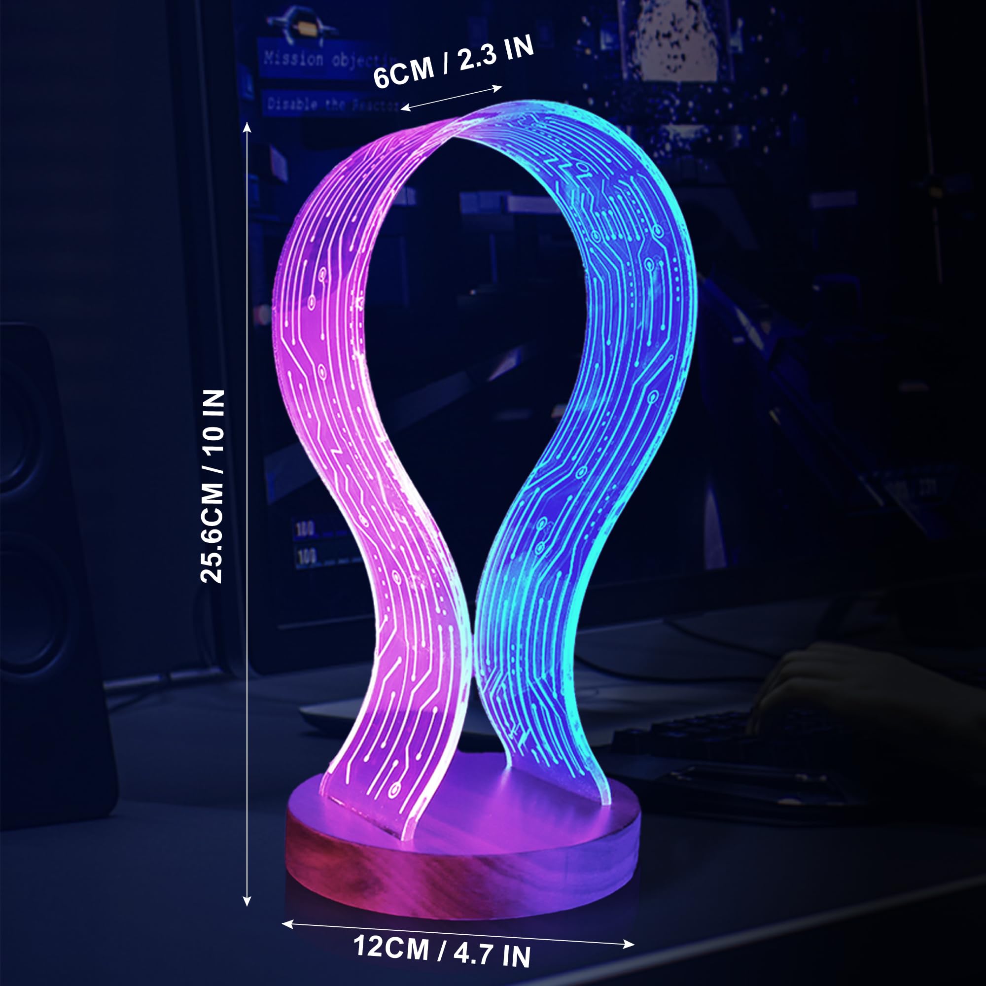 ヘッドフォンスタンド 木製ヘッドセットホルダー ブルーピンクLEDナイトライト Amazon.co.jp: YuanDian ヘッドフォンスタンド 木製ヘッドセット