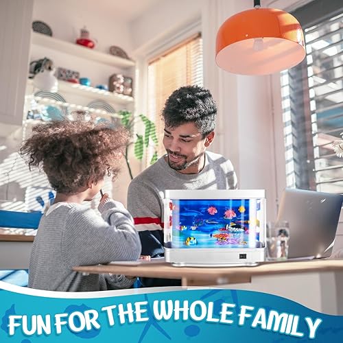 Miniatura 6 de Baquler 2 piezas de acuario artificial con peces en movimiento, lámpara de pecera falsa decorativa tropical, lámpara de acuario de peces falsos en
