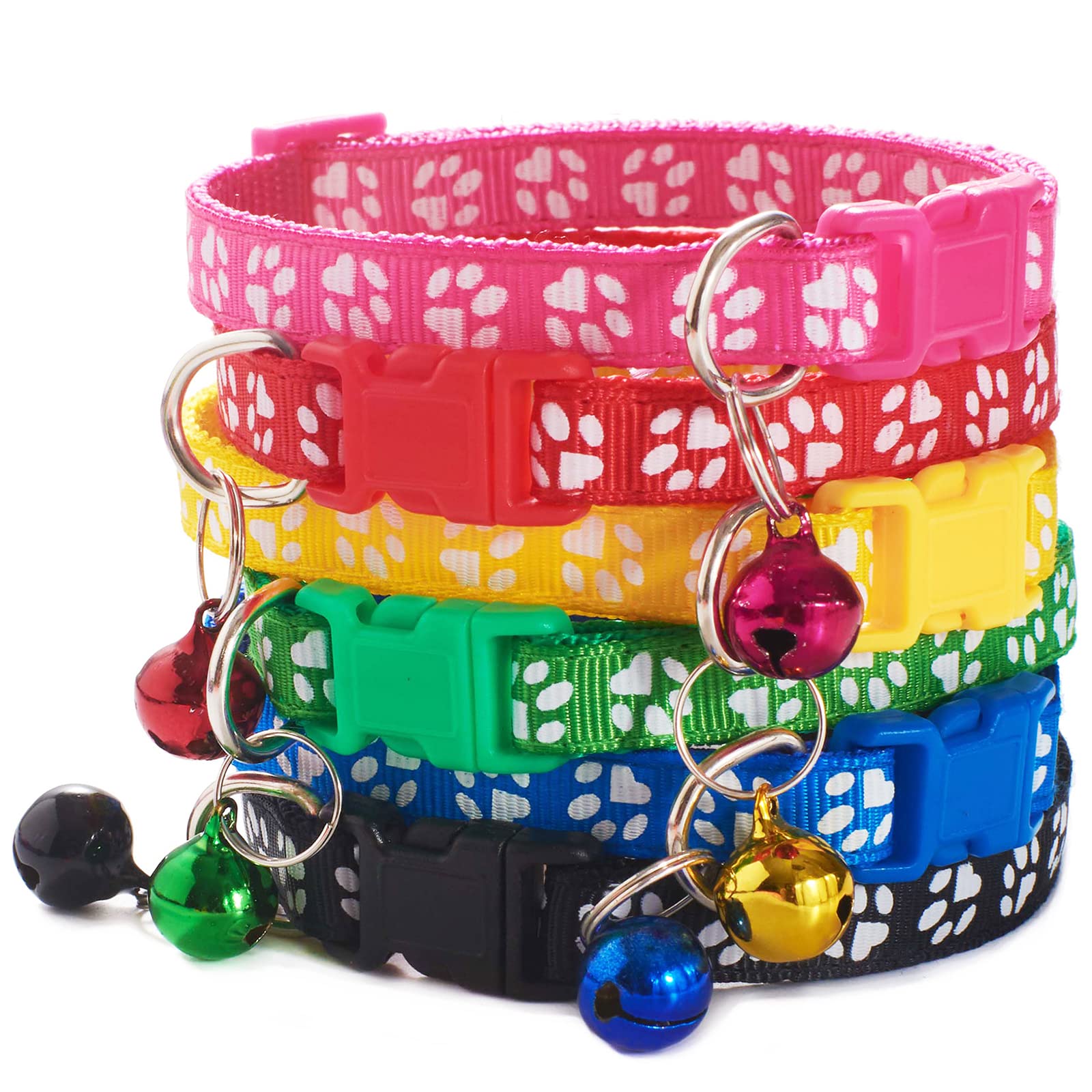 12er-Pack Hundehalsbänder – Pfotenabdruck Design, Verstellbar (17–26 Cm), Mit Schnellverschluss Für Welpen & Katzen (Größe S)