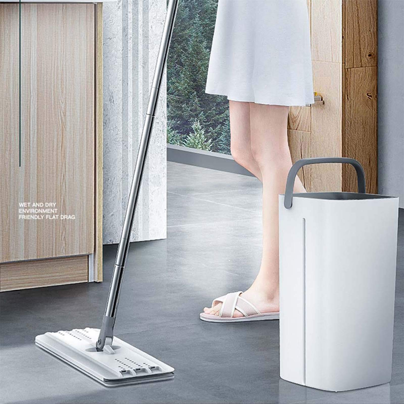 Cubo y Mopa Fregona, Mopa Microfibra Mango de Acero Inoxidable, Innovador Cubo Doble Compartimento Mojado/Seco – Repuestos Mopa Reutilizables Incluidos, para Todo Tipo de Suelos