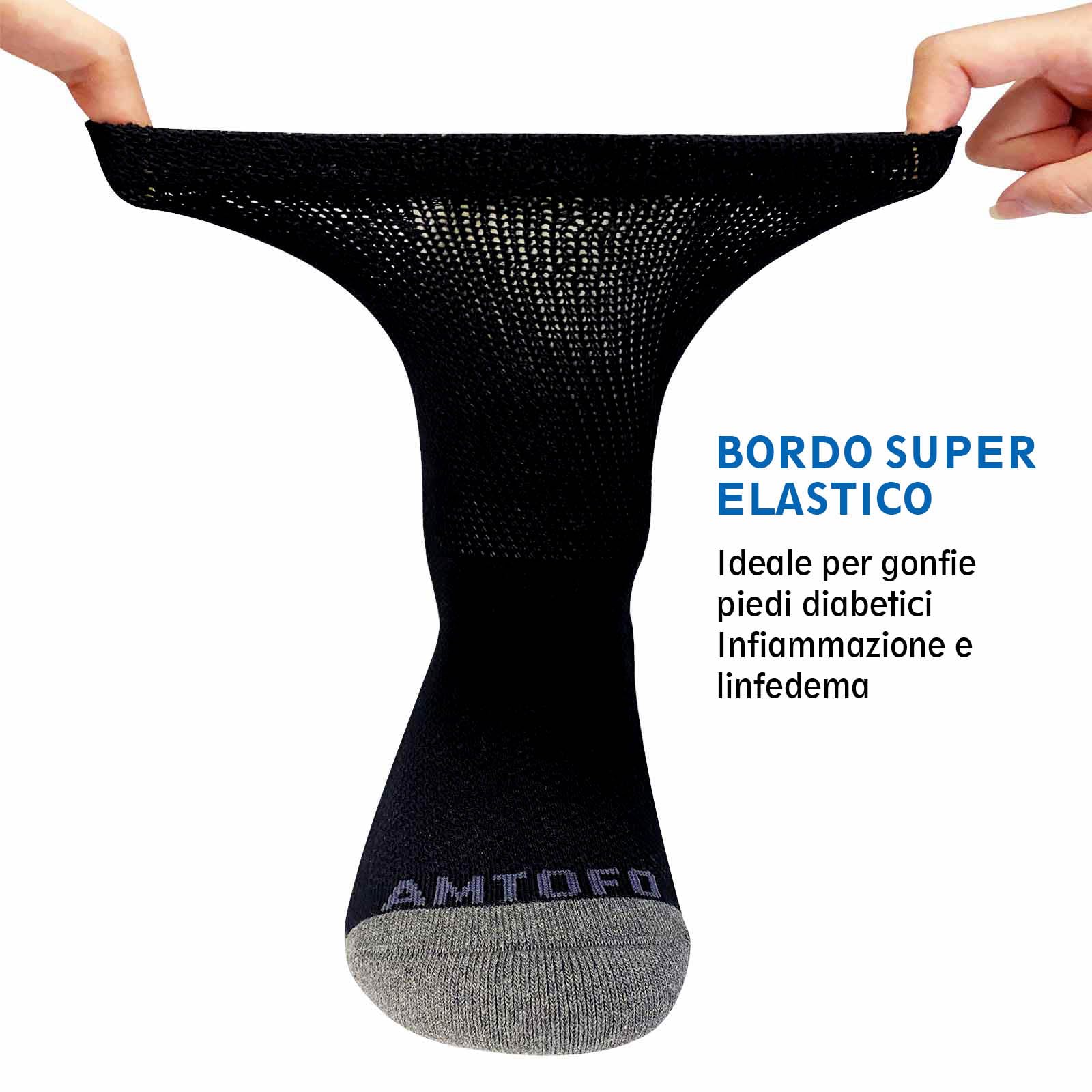LOFIR Calzini Diabetici in Cotone da Uomo: Calze Sanitari con Cintura Extra Larghi Senza Elastico Senza Cucitura Calzino con Comodi suola imbottita da Uomo Nero Bianco Grigio Taglia 39-50 4 paia
