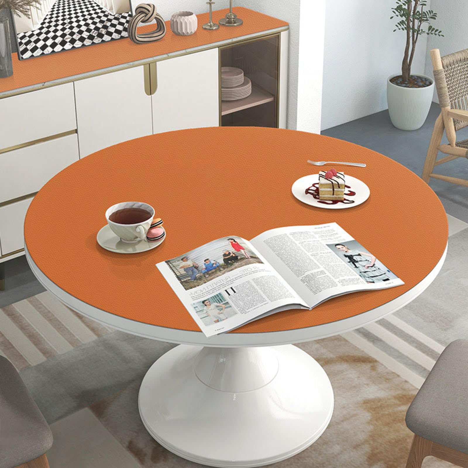 GYYFQH Tablecloth Outdoor Round 80 Cm, Tablecloth Round, Outdoor Beer Table Tablecloth, Leather Tablecloth, Table Mat Made of Suede, Plain Kitchen Tablecloth,I-120cm