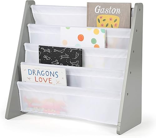 Miniatura 5 de Humble Crew Organizador de juguetes para niños, niños pequeños, gris/blanco y redondo, estantería de almacenamiento para libros, gris/blanco