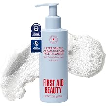 First Aid Beauty Ultra Gentle Cream-to-Foam Pure Facial Cleanser   Makeup Removing Face Cleanser - Face Wash with Colloidal Oatmeal & Glycerin, for Sensitive, Acne & Blemish-Prone Skin, 6 oz