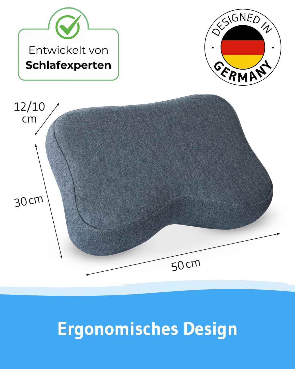 Seitenschläferkissen Recovery Quickdry, Memory-Foam mit Bambus-Aktivkohle