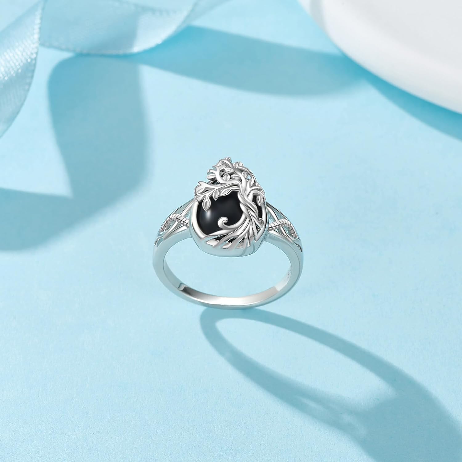 ONEFINITY Celtic Filigree Rings Sterling Silver Black Onyx Ring Black Onyx Jewelry Gifts For Women Men - Image 3