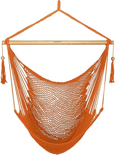 Miniatura 15 de JoyView Silla hamaca con barra esparcidora, hamaca caribeña, silla columpio de 300 libras, capacidad de peso, silla colgante de cuerda XL