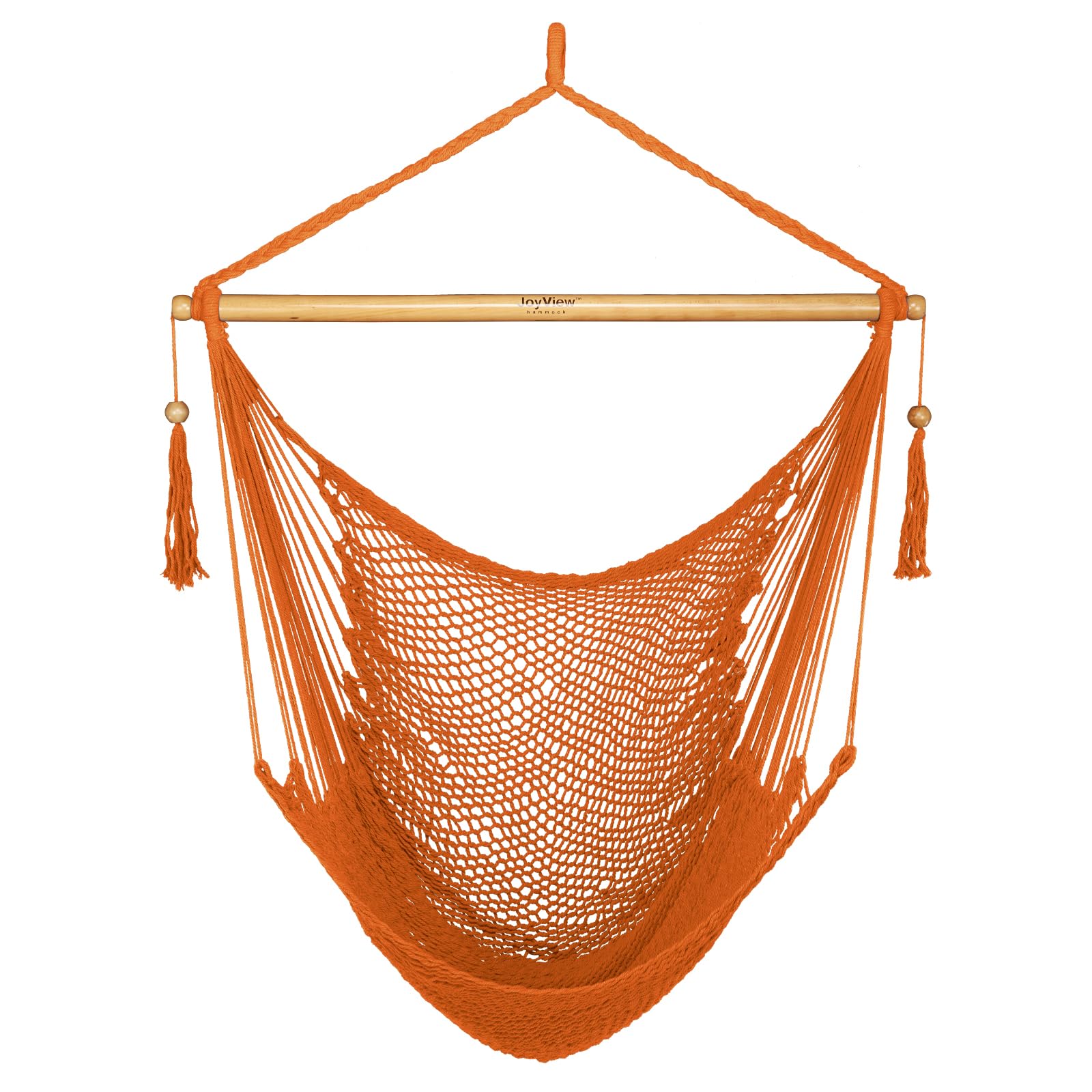 Joyview Orange Hammock Chair With Spreader Bar Caribbean Hammock Swing Chair 300 Lbs Weight Capacity Xl Rope Hanging Chair For Outdoor Indoor Garden Yard