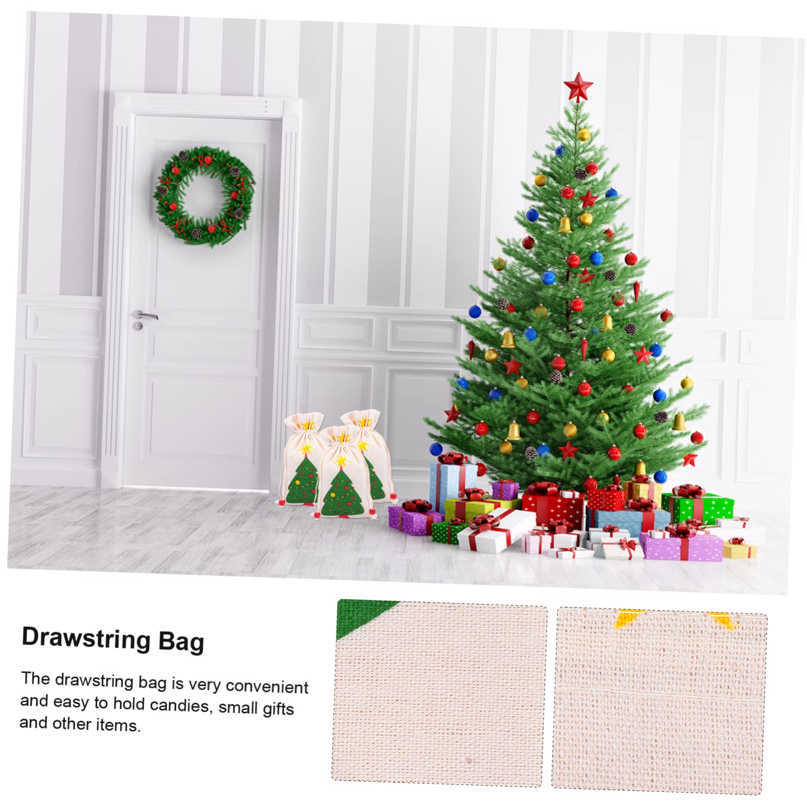 Healeved 18 Piezas Bolsas de Navideñas con Cierre de Cordón Unidades Diseño Árbol de Navidad Verde Reutilizables y Ligeras para y Pequeños Obsequios