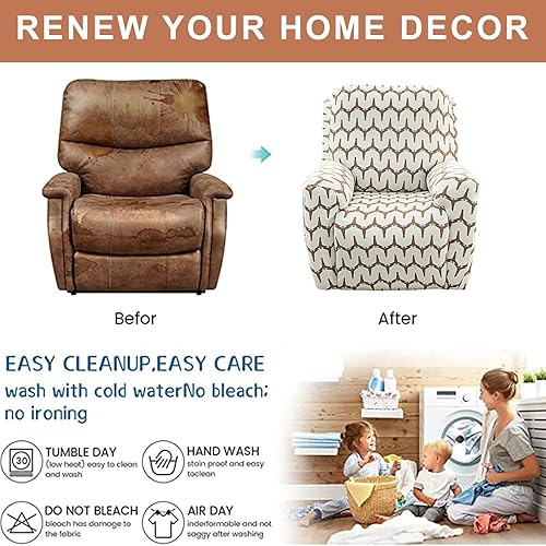 Vista 177 de Eco-Ancheng Fundas reclinables de 4 piezas, fundas para sillas reclinables, fundas elásticas para sofá reclinable, fundas ajustables antideslizantes