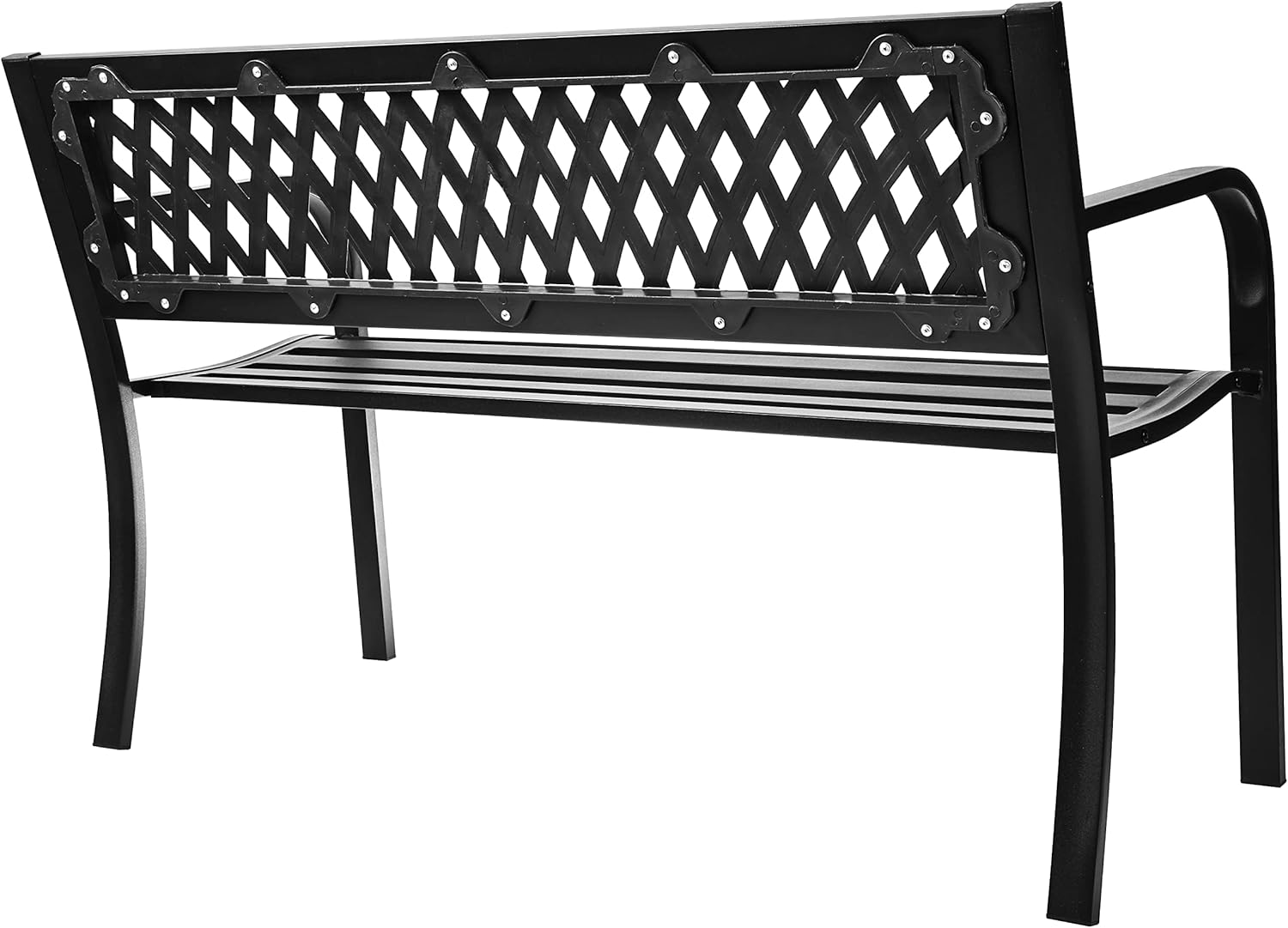 Elevon Outdoor Bench Steel Garden Patio Porch Furniture for Lawn Backyard Park Deck with Backrest, 48" x 30" x 18"