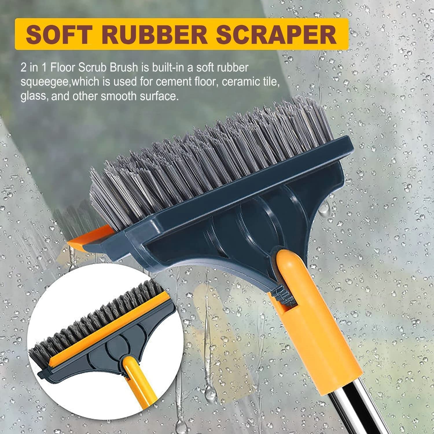 Magic Providers 2 in 1 Bathroom Cleaning Brush Wiper Tiles Cleaning Bathroom Brush Floor Scrub Brush with Long Handle 120° Rotate Home Kitchen Bathroom Cleaning Brush Bathroom Brush 3