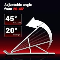 Vista 4 de Soporte para laptop, elevador de computadora de refrigeración para escritorio, 6 ángulos ajustables de aluminio ergonómico, plegable, portátil