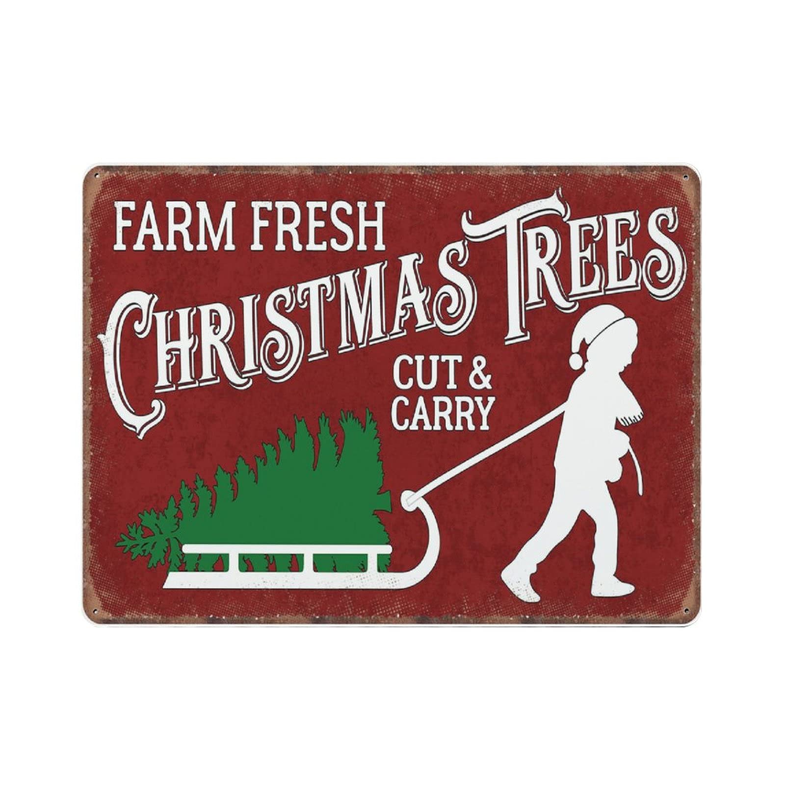 rayprint Christmas Trees Tin Signs Gift Retro Funny Metal Sign Vintage Poster Wall Art for Kitchen Garden Bathroom Farm Home Coffee Decor Tin Sign, 30x40 cm