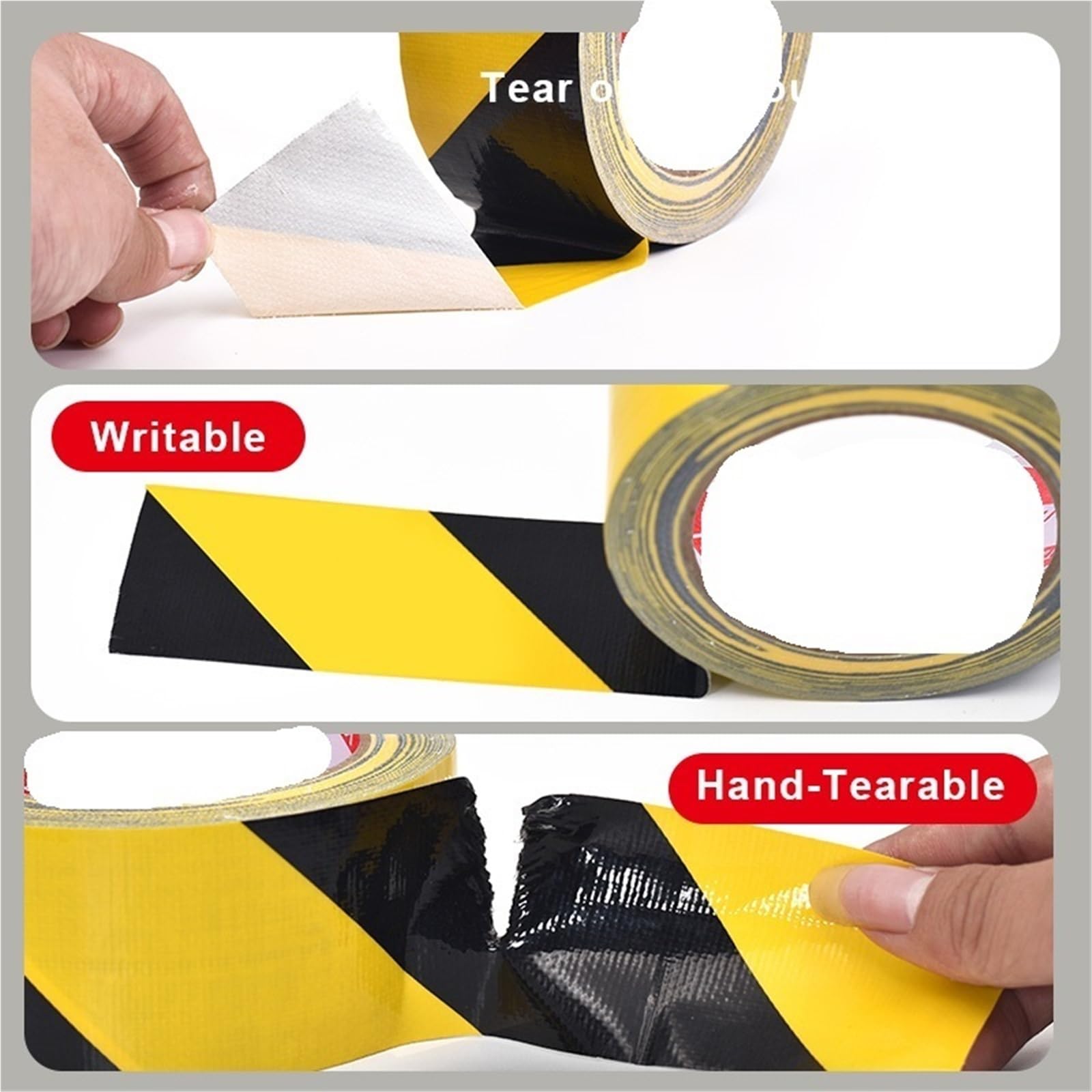 Cinta de señalización para suelos, Amarillo negro 5-100m m de la cinta advertencia peligro marca del piso polietileno(100mm)