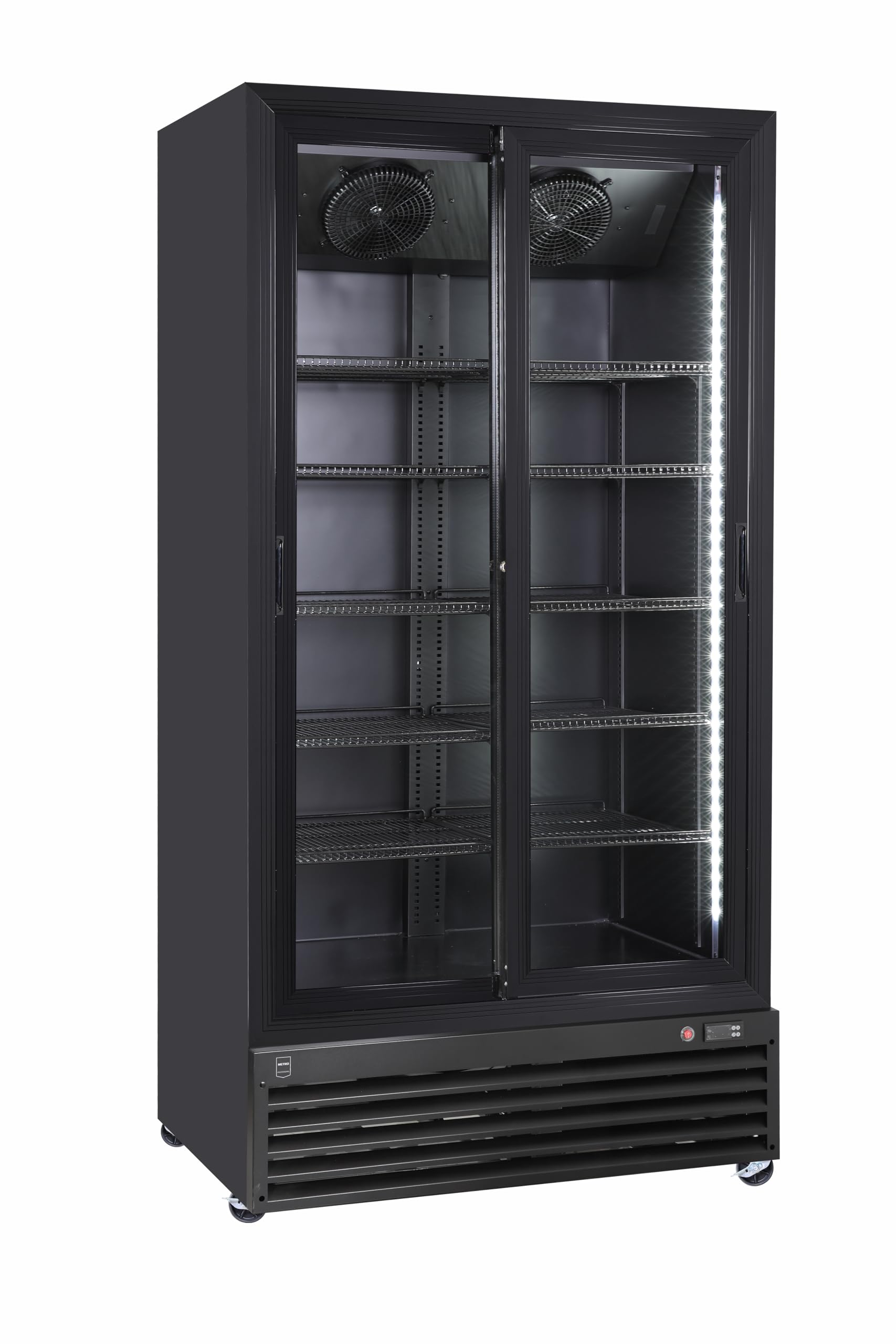 METRO Professional Réfrigérateur à Boissons GSC3800B, Noir, 700 L, 2 Portes Coulissantes en Verre, LED, 100 x 68.3 x 202.3 cm