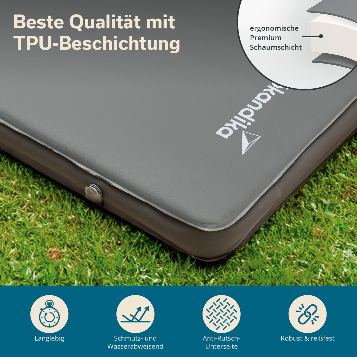Skandika Matelas Gonflable Easy 3D Premium Flex | Matelas pneumatique pour 1/2 Personnes, avec/sans Pompe USB-C, avec/sans Housse, Max 150/300 kg | Camping, lit pneumatique (Flex Double + Housse)