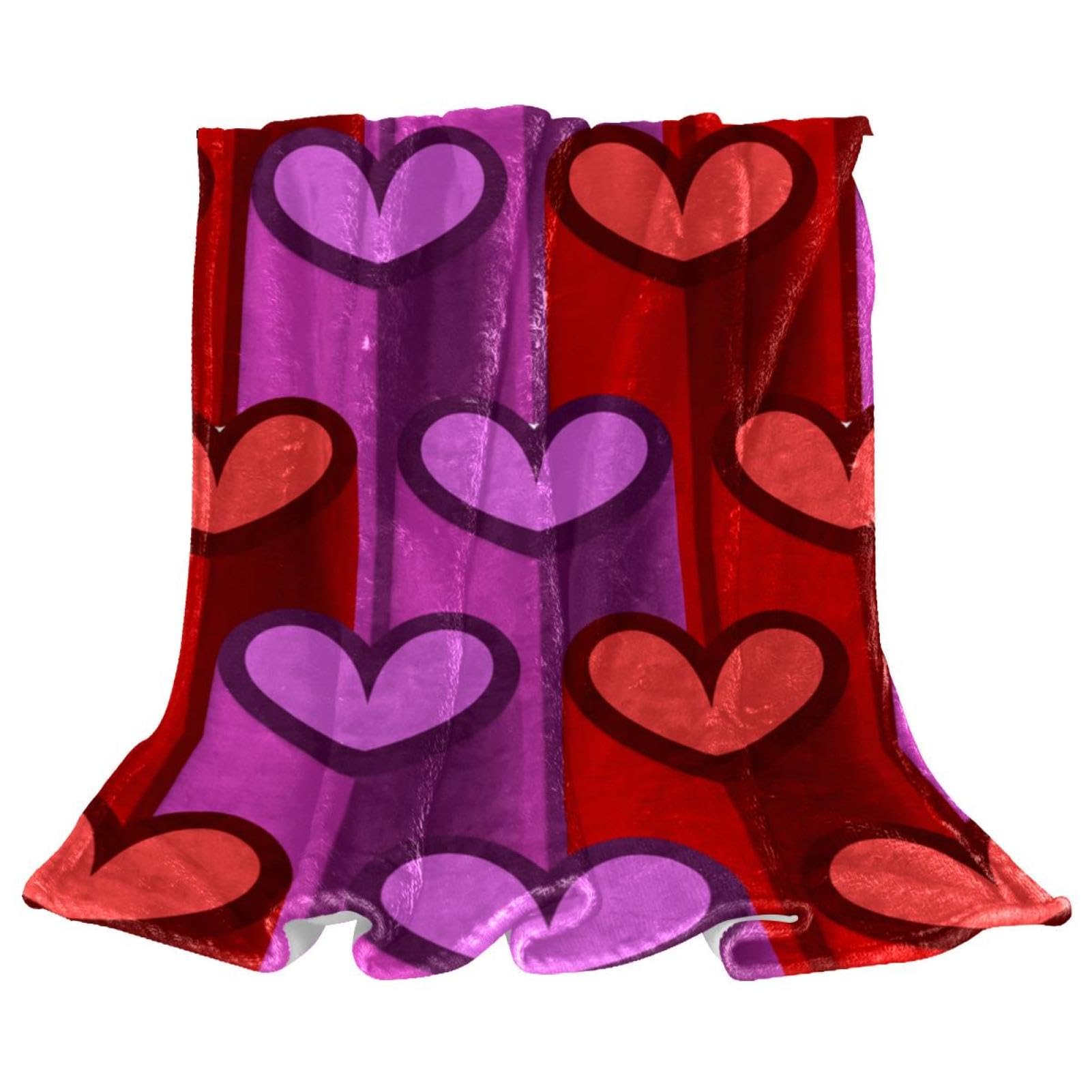 Couverture polaire coeur rouge pourpre en microfibre douce 150x130cm