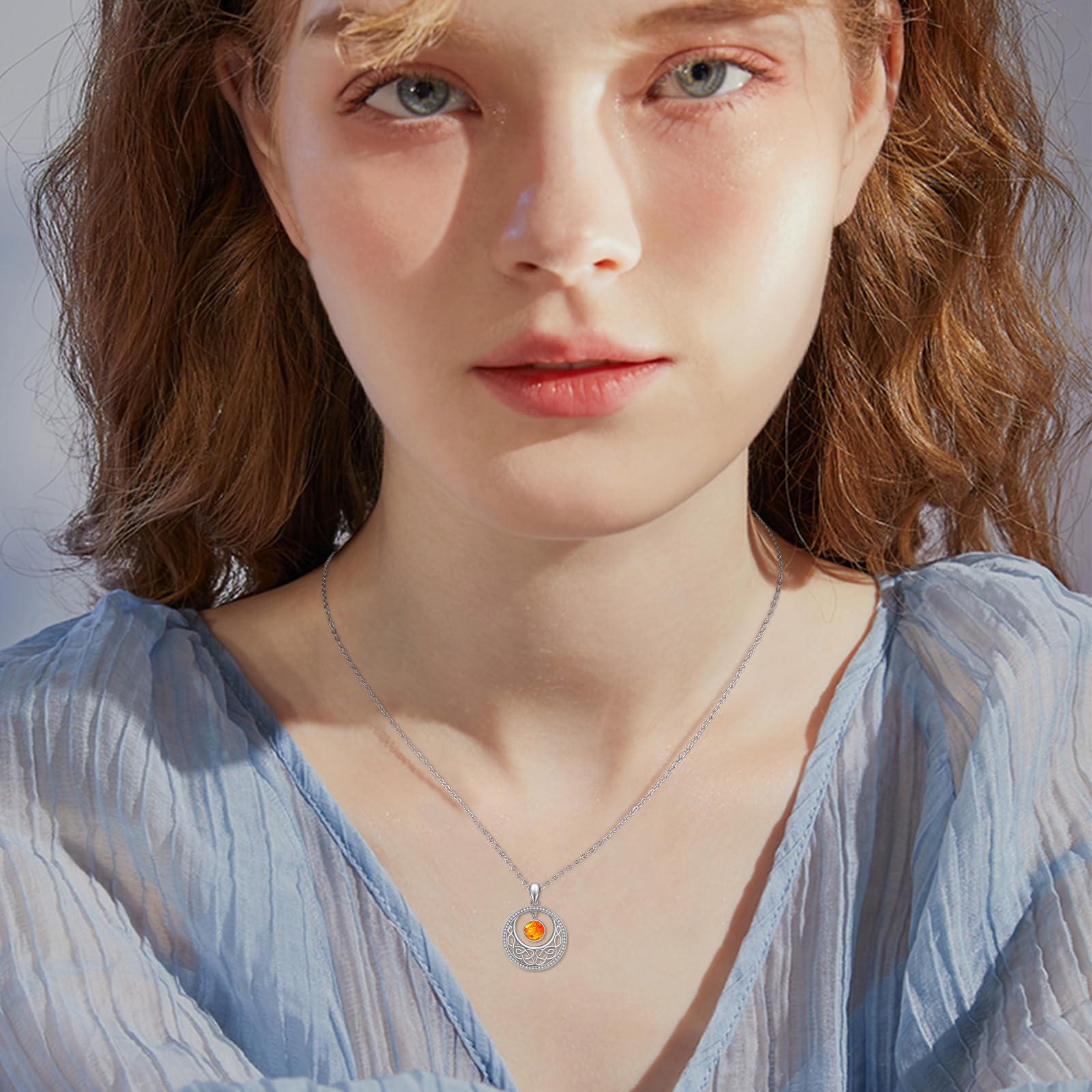 REDSUN Collar de luna y sol de plata de ley 925 Collar celta Luna y Sol Colgante con Cristal Moonstone Luna y Sol Joyería Regalo para Mujeres Niñas, 20mm x 20mm, Plata esterlina
